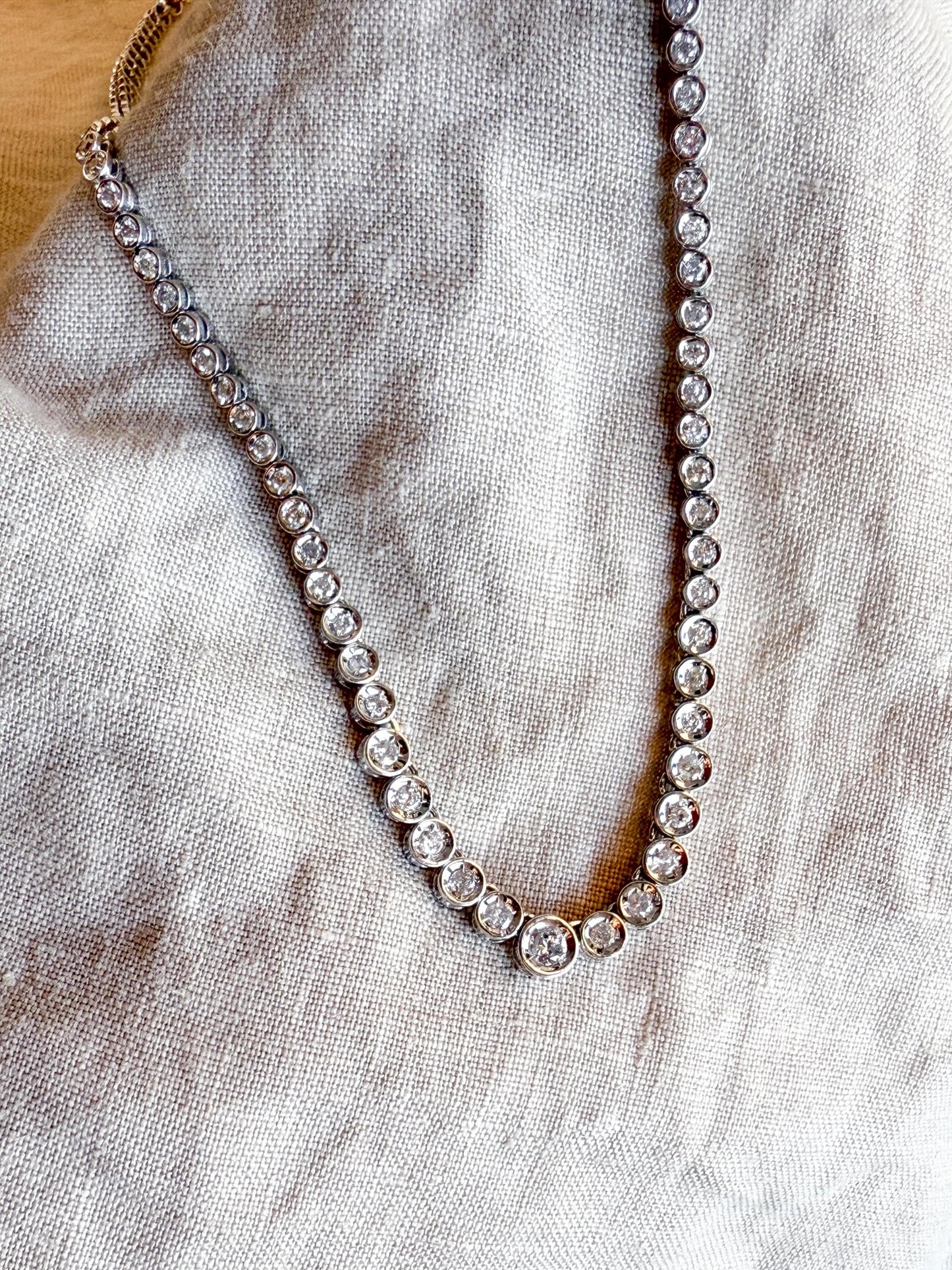 Vintage 1990s Diamond Necklace in 18k White Gold Timeless Sustainability • Vintage Fine Jewelry