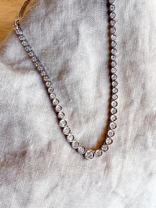 Vintage 1990s Diamond Necklace in 18k White Gold Timeless Sustainability • Vintage Fine Jewelry