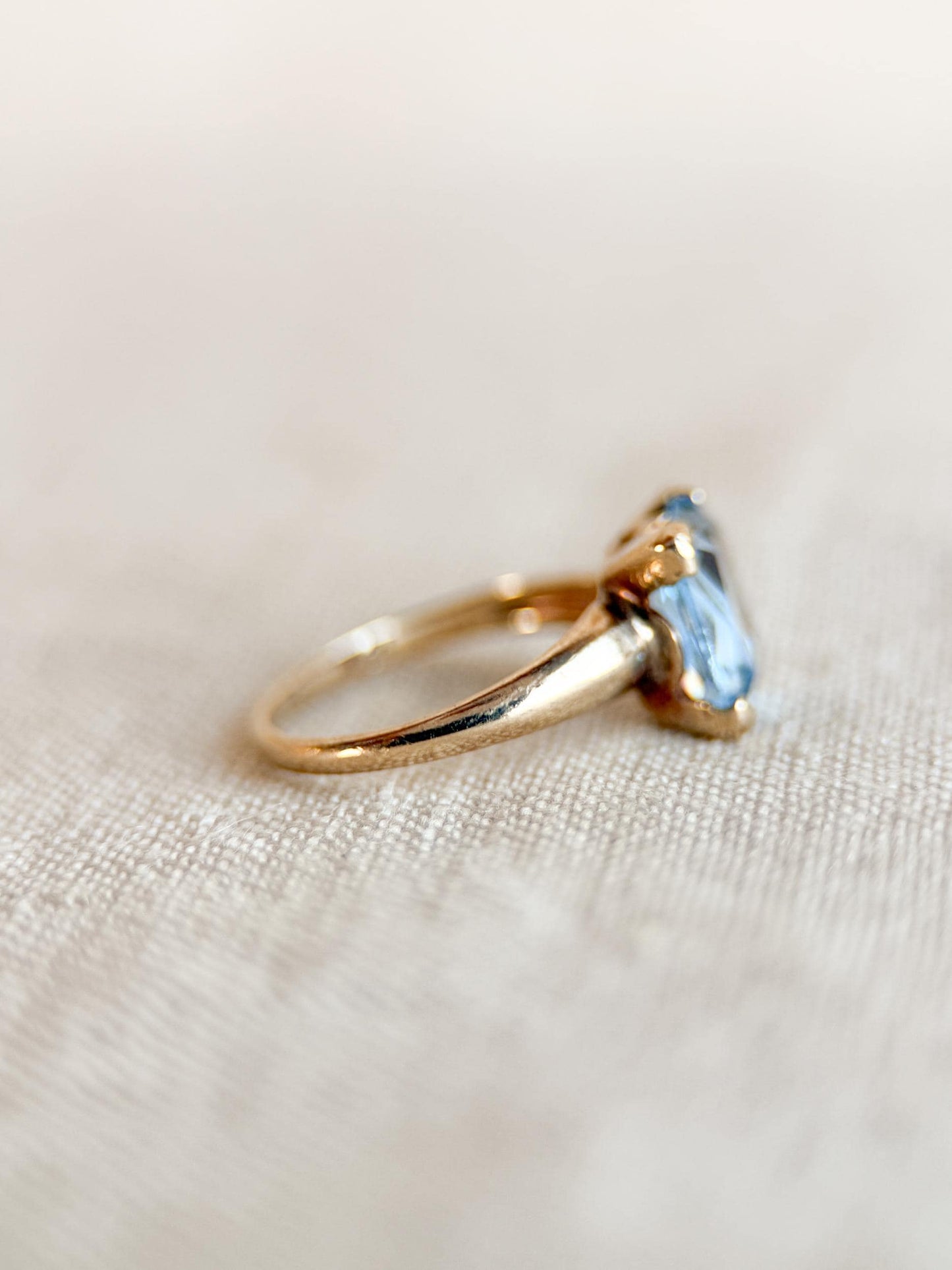 Vintage Spinel Engagement Ring, Rectangle Cut, 10k Gold, 1960s Mid-Century Solitaire Bridal Ring