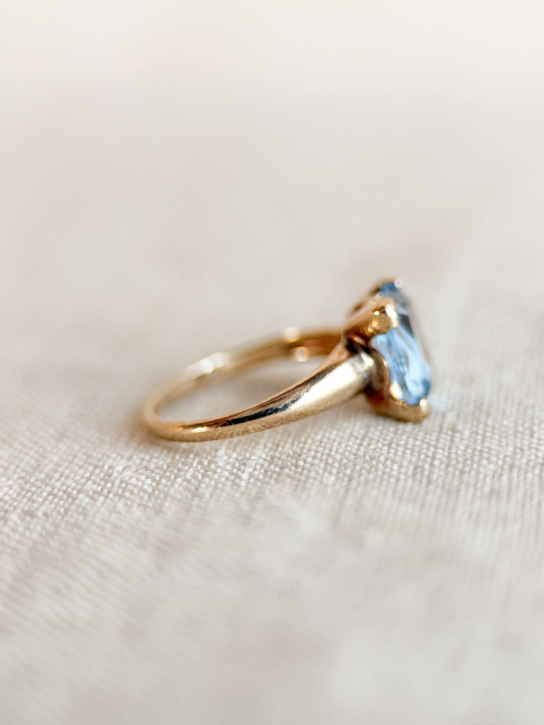 Vintage Spinel Engagement Ring, Rectangle Cut, 10k Gold, 1960s Mid-Century Solitaire Bridal Ring