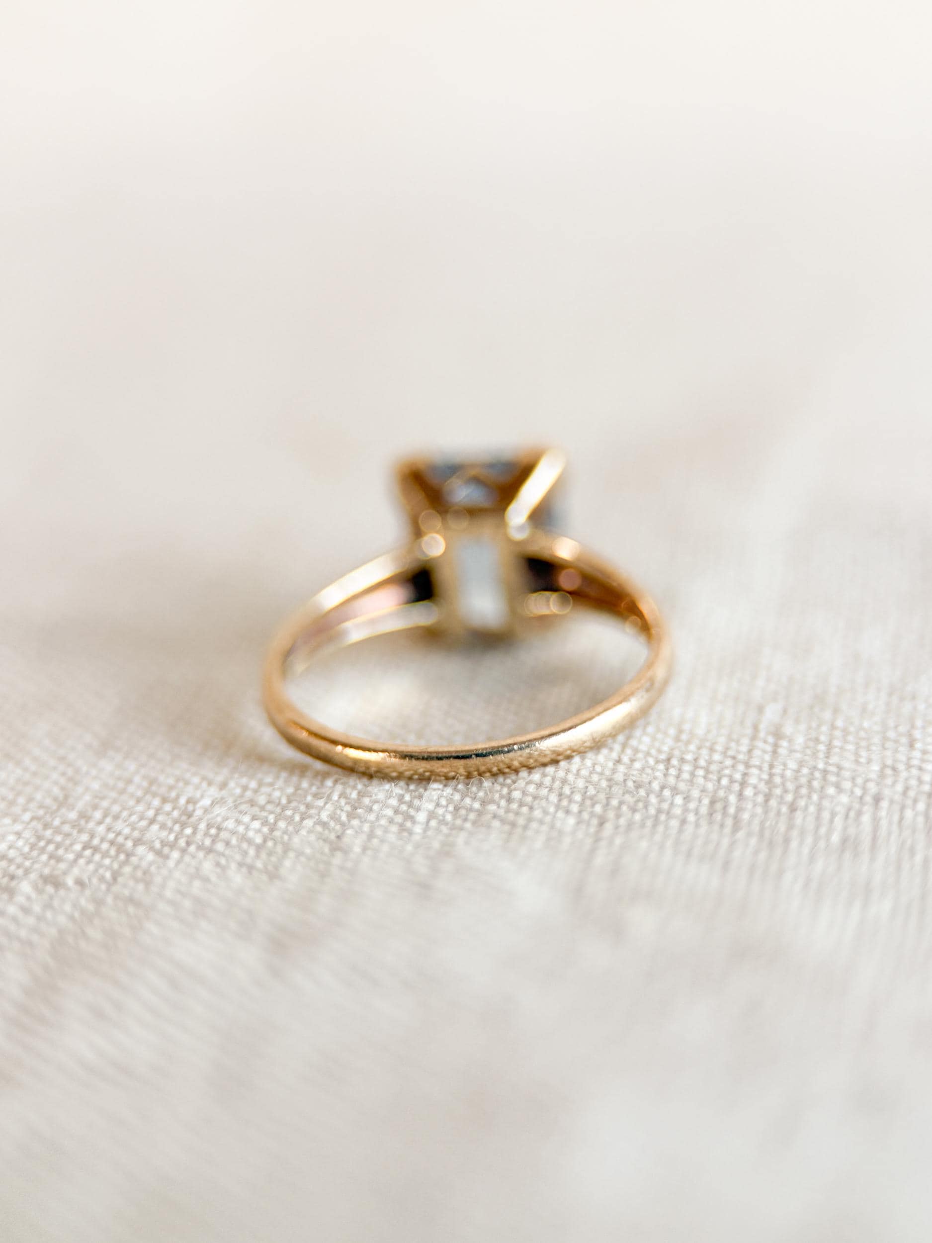 Vintage Spinel Engagement Ring, Rectangle Cut, 10k Gold, 1960s Mid-Century Solitaire Bridal Ring