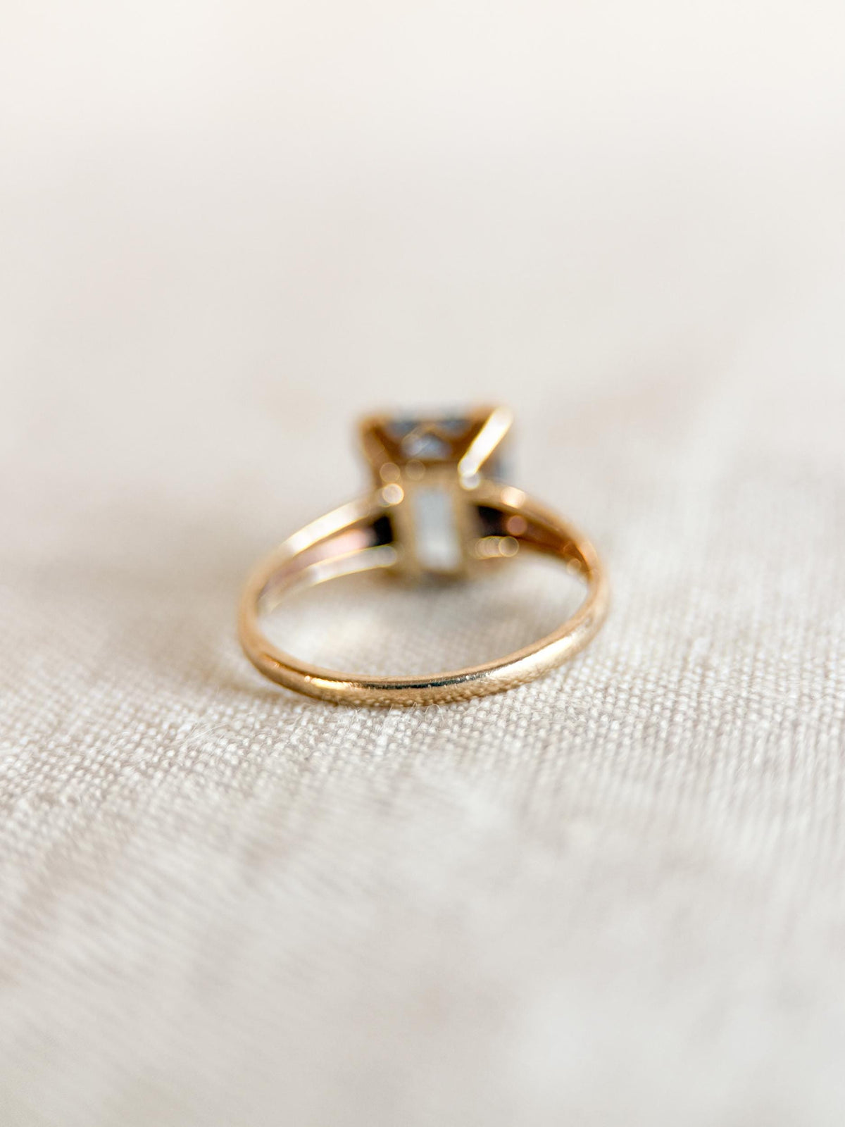 Vintage Spinel Engagement Ring, Rectangle Cut, 10k Gold, 1960s Mid-Century Solitaire Bridal Ring