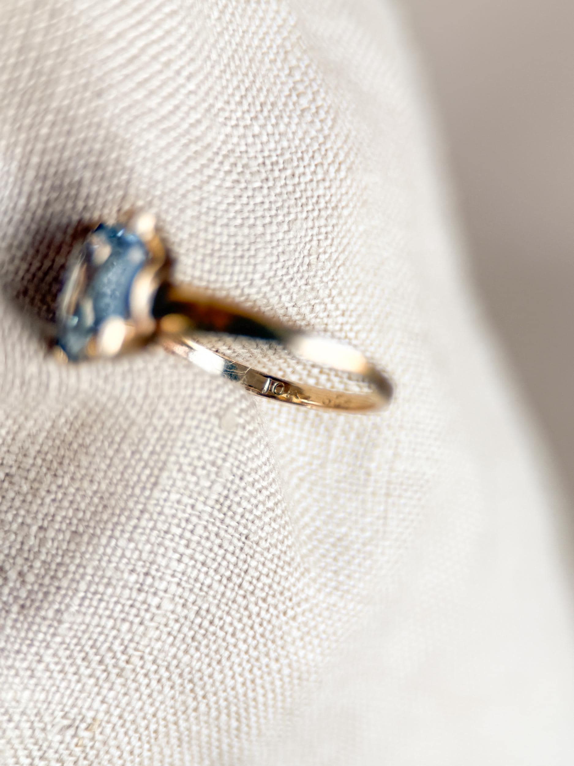 Vintage Spinel Engagement Ring, Rectangle Cut, 10k Gold, 1960s Mid-Century Solitaire Bridal Ring