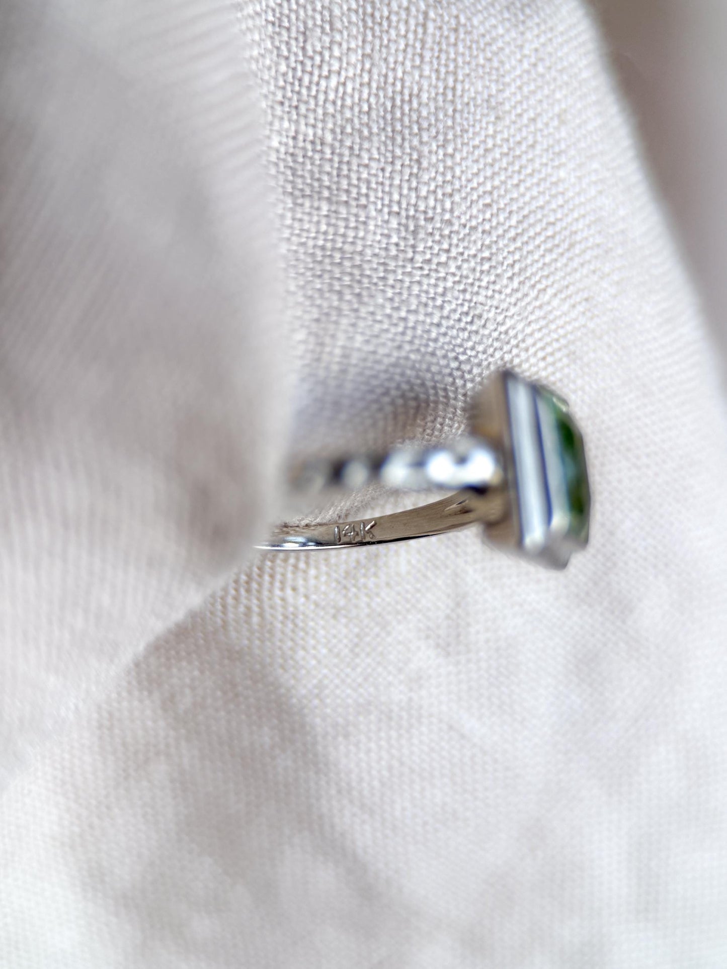 Vintage 1950s Blue Spinel Solitaire Gemstone Ring, 14k White Gold - Timeless Sustainability • Vintage Fine Jewelry