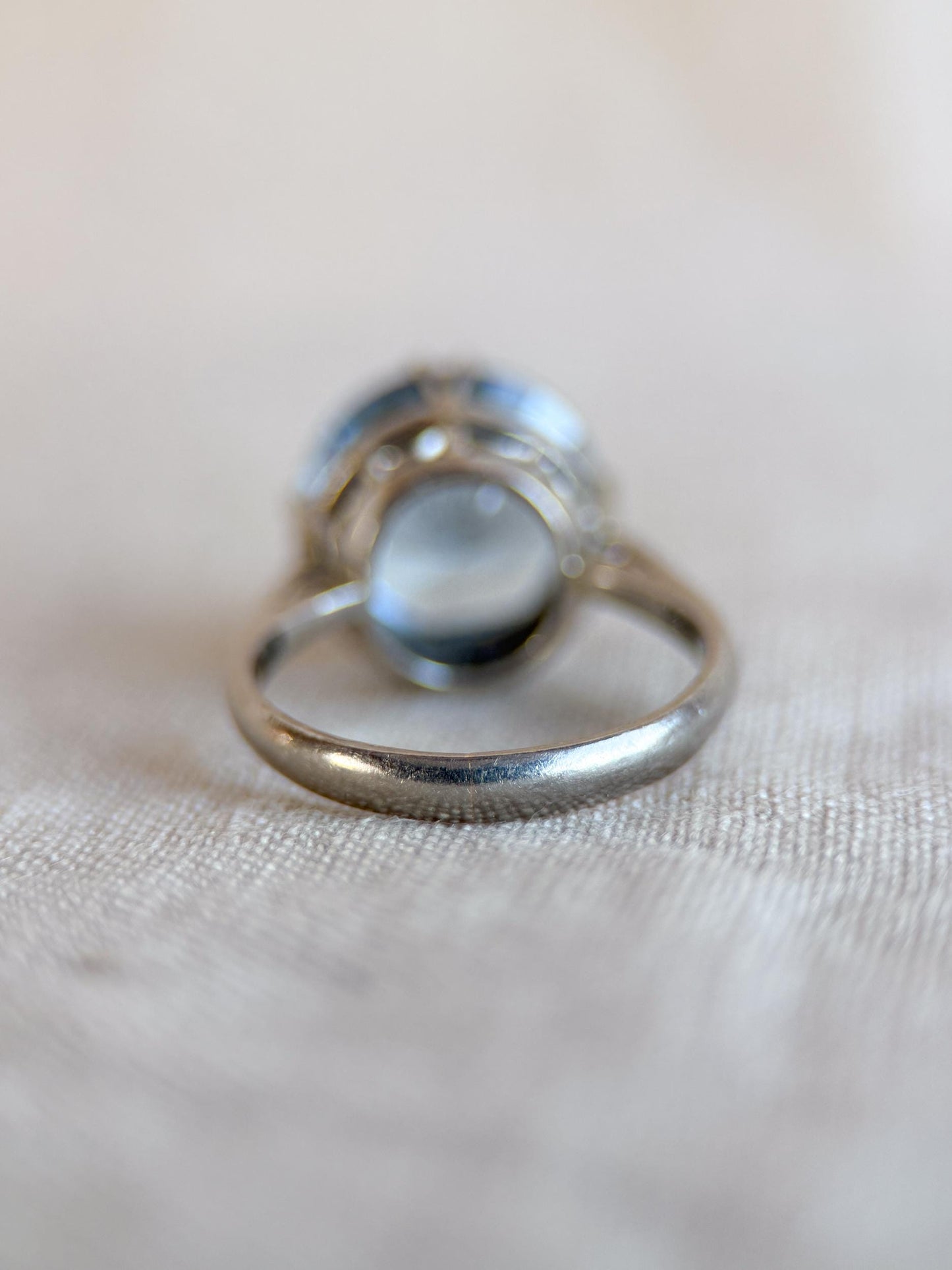 Vintage 1960s Blue Spinel Cocktail Ring, 18k White Gold - Timeless Sustainability • Vintage Fine Jewelry