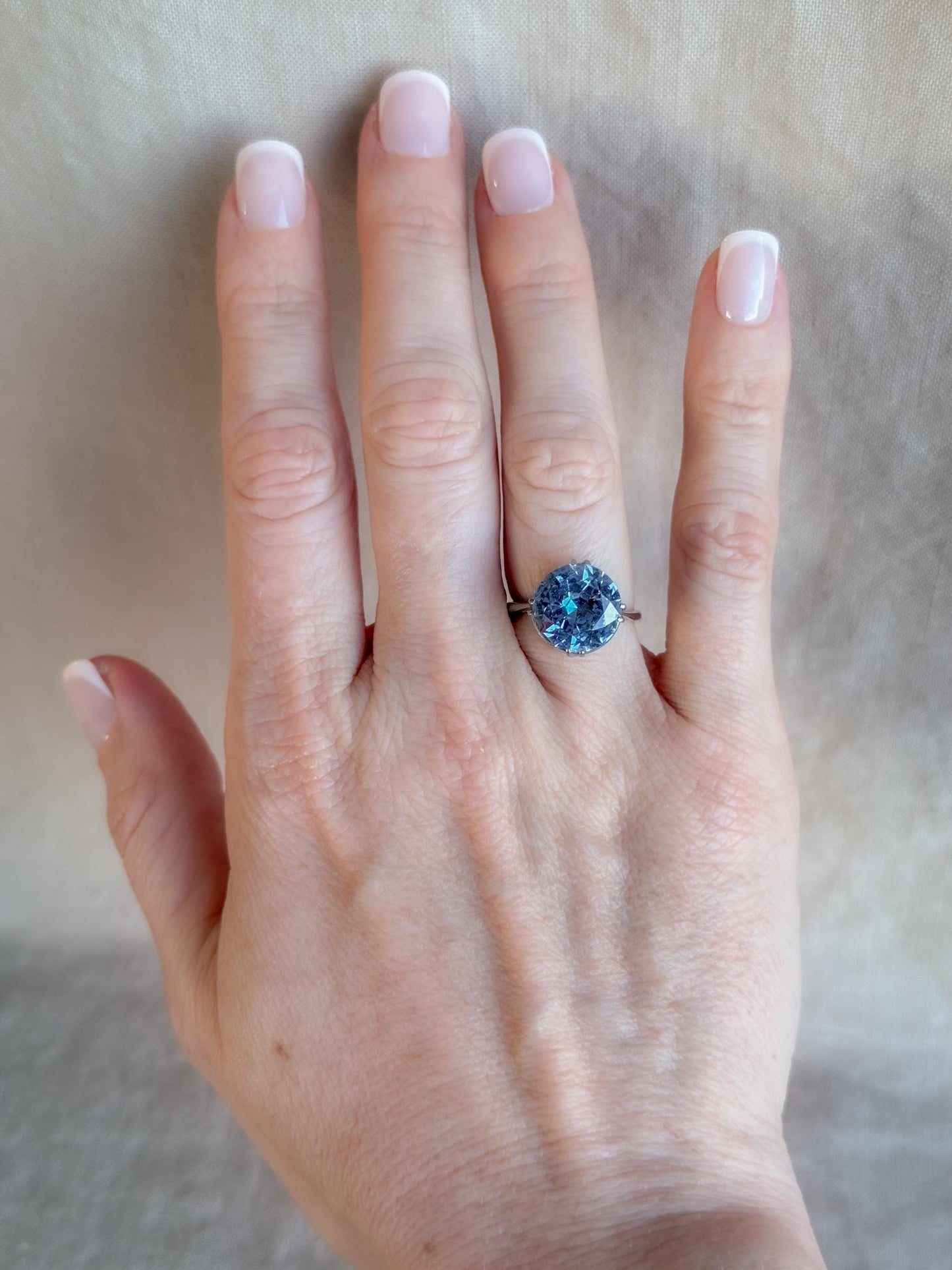 Vintage 1960s Blue Spinel Cocktail Ring, 18k White Gold - Timeless Sustainability • Vintage Fine Jewelry