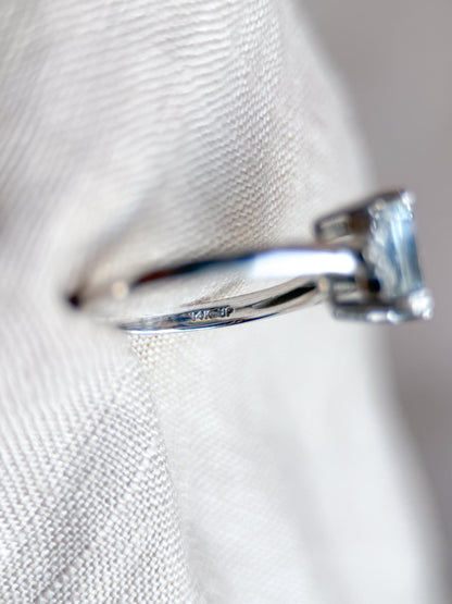Vintage 1990s Aquamarine & Diamond Ring, 14k White Gold