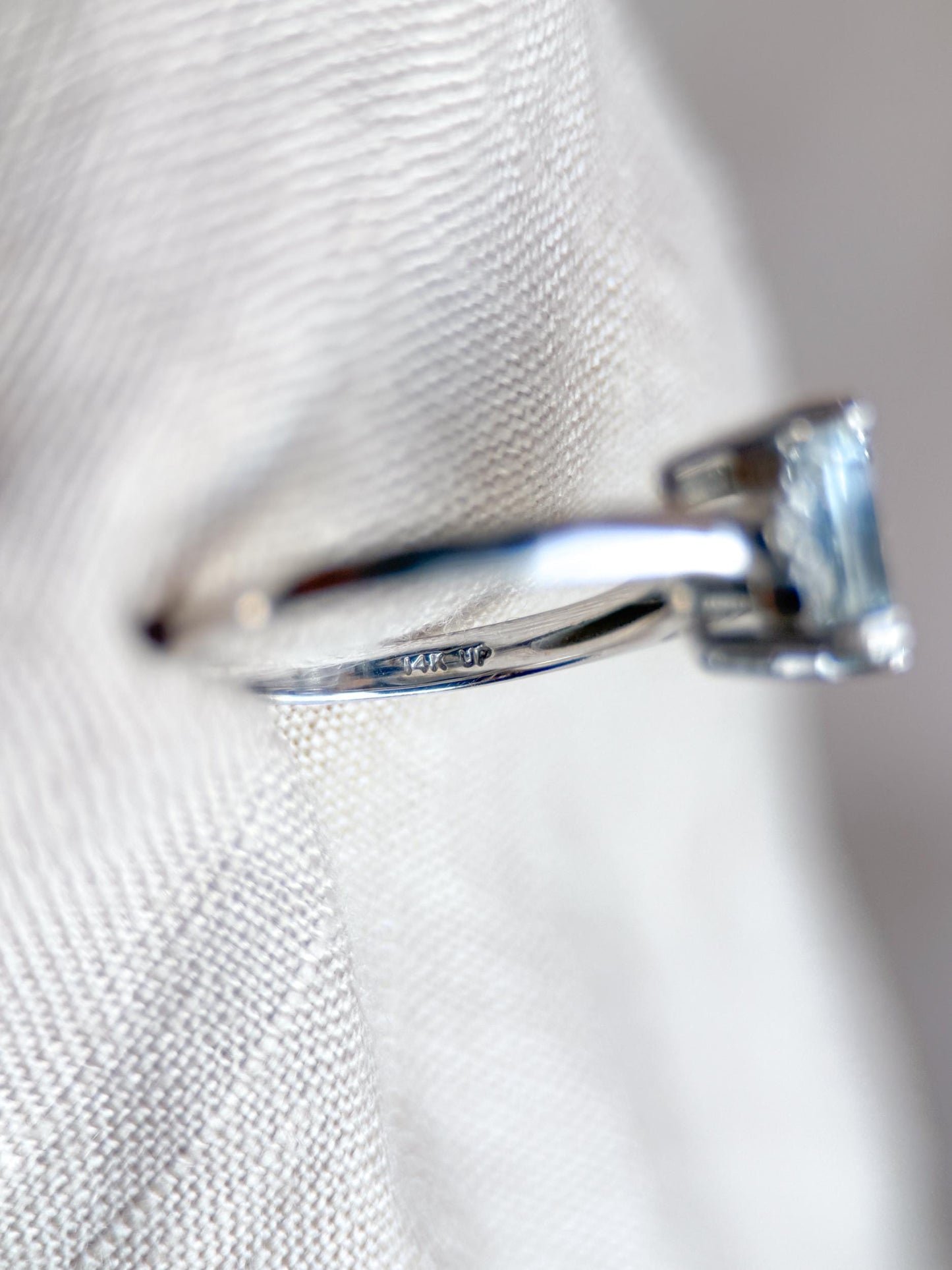 Vintage 1990s Aquamarine & Diamond Ring, 14k White Gold