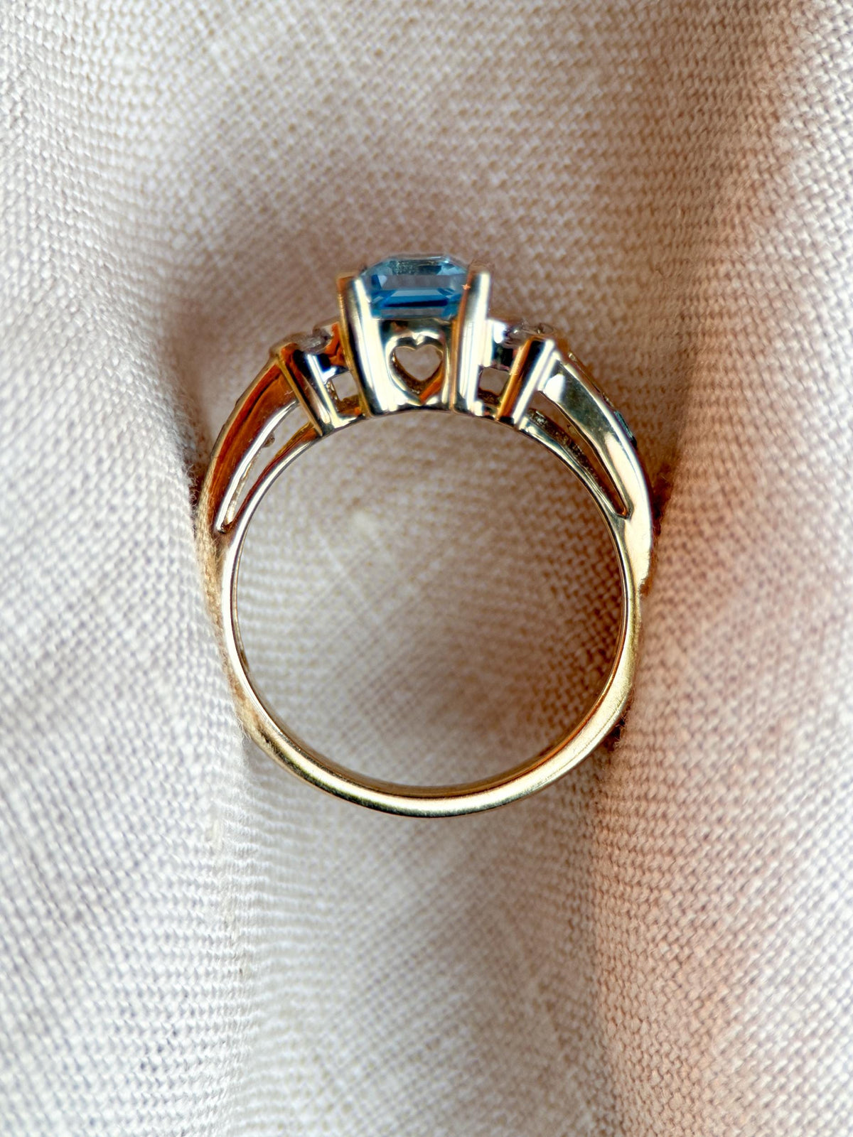 Vintage 1990s Blue Topaz & Diamond Ring, 10k Gold