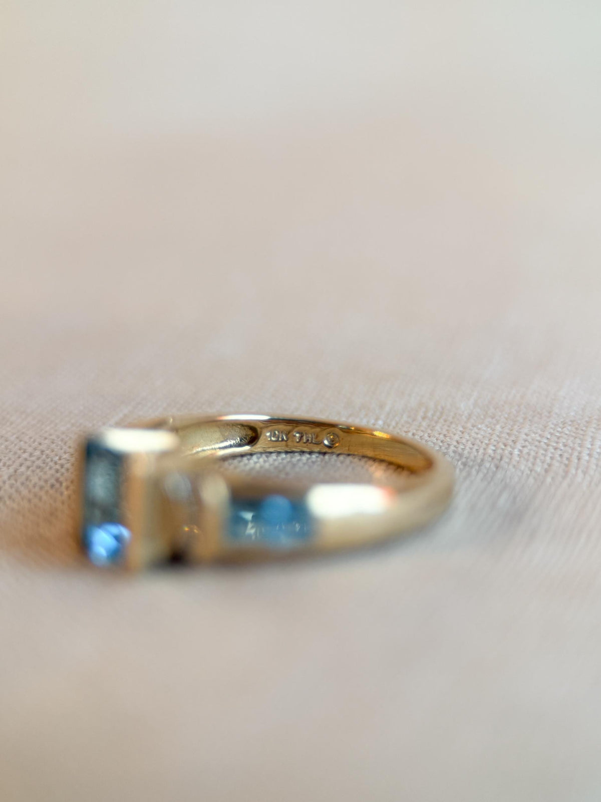 Vintage 1990s Blue Topaz & Diamond Ring, 10k Gold