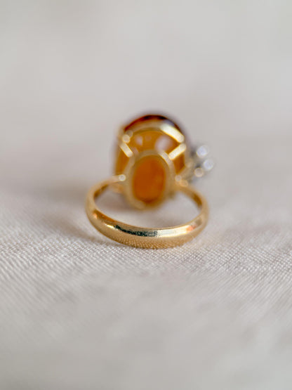 Vintage 1970s Citrine Cocktail Ring in 18k Gold