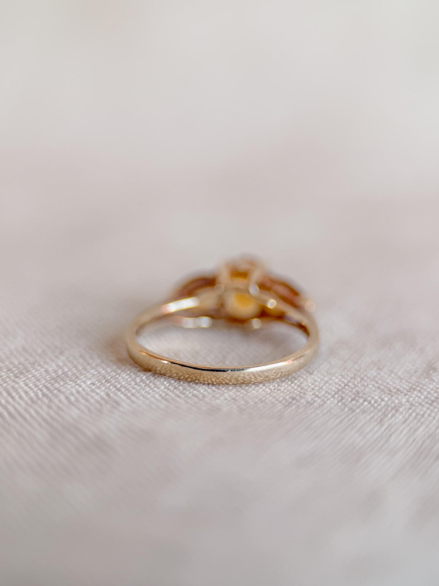 Vintage 1970s Three Stone Citrine Ring in 10k Gold