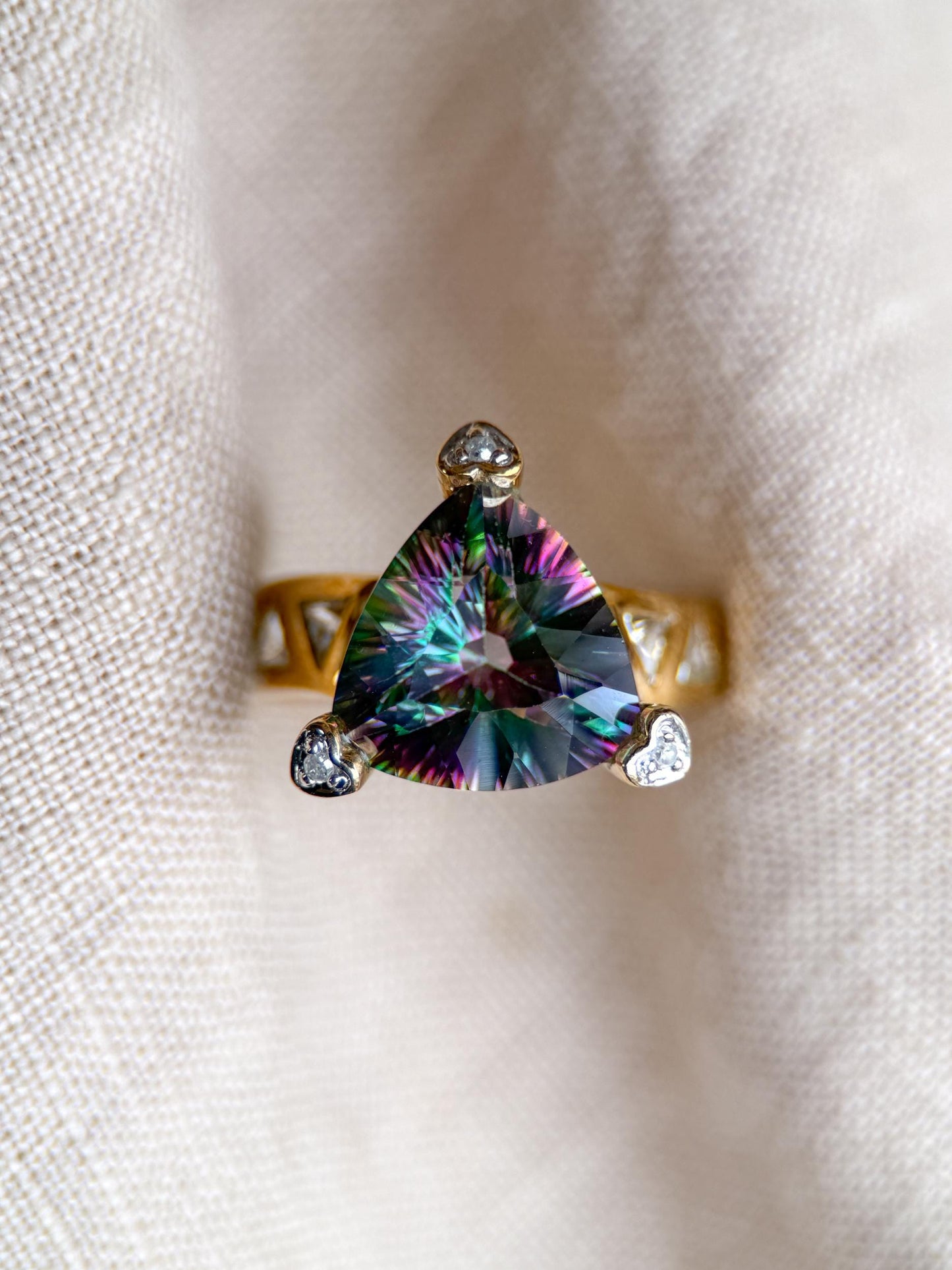 Vintage 1990s Mystic Topaz & Diamond Ring, 10k Gold