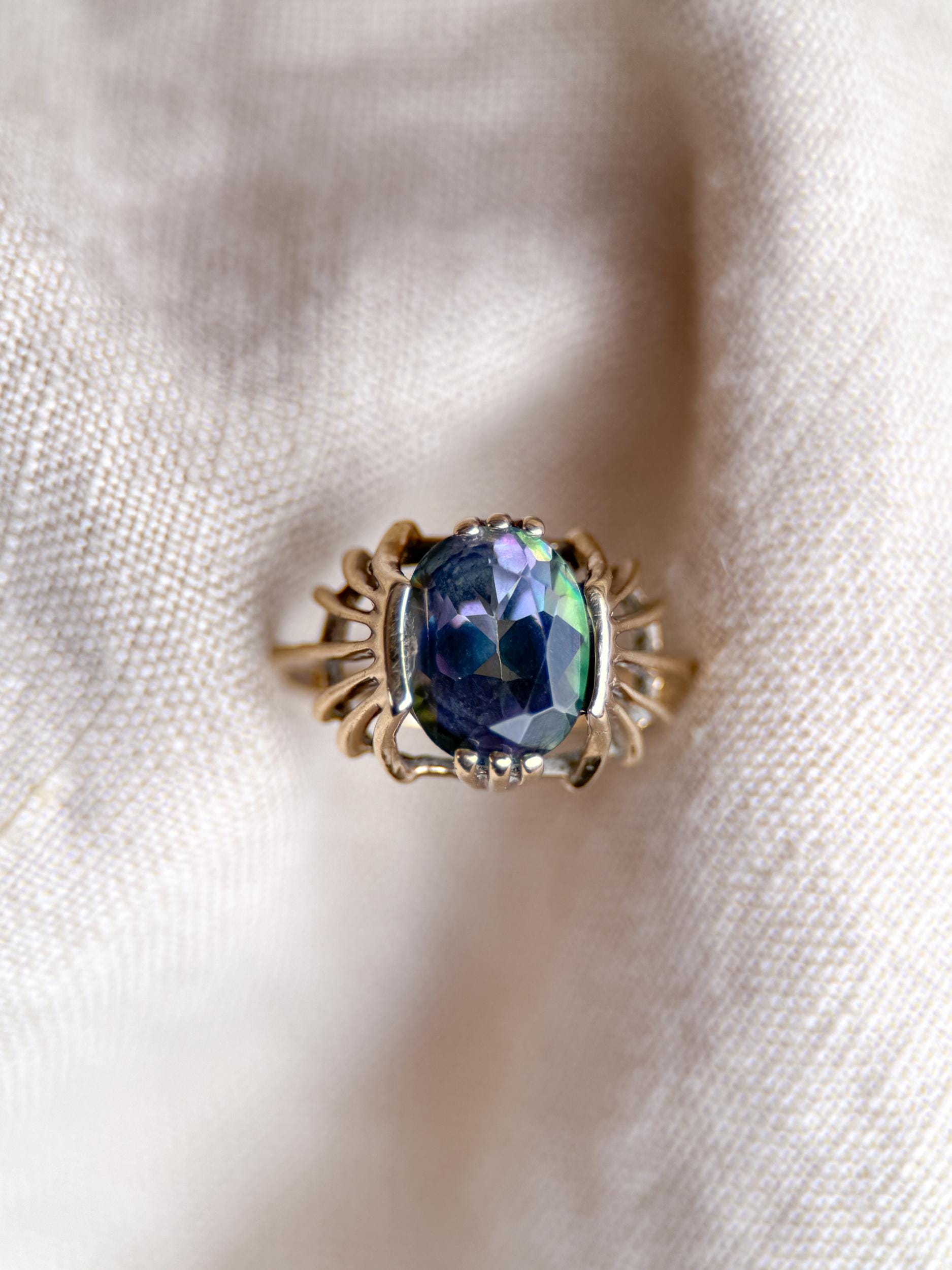 Vintage 1990s Mystic Topaz Ring, 10k Gold