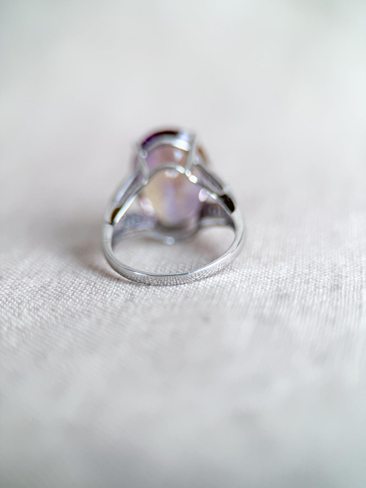 Vintage 1990s Oval Ametrine & Diamond Ring, 14k White Gold