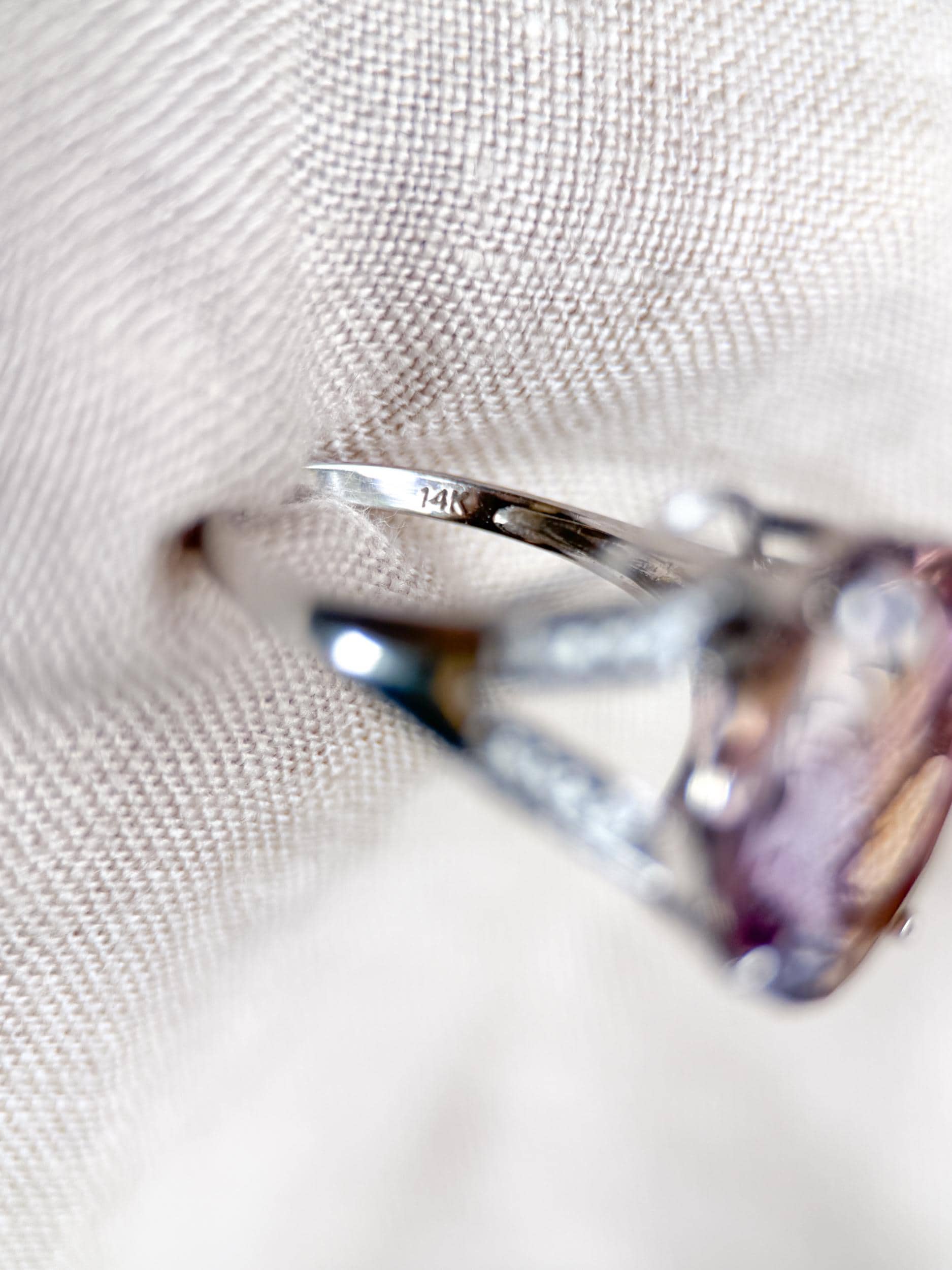 Vintage 1990s Oval Ametrine & Diamond Ring, 14k White Gold