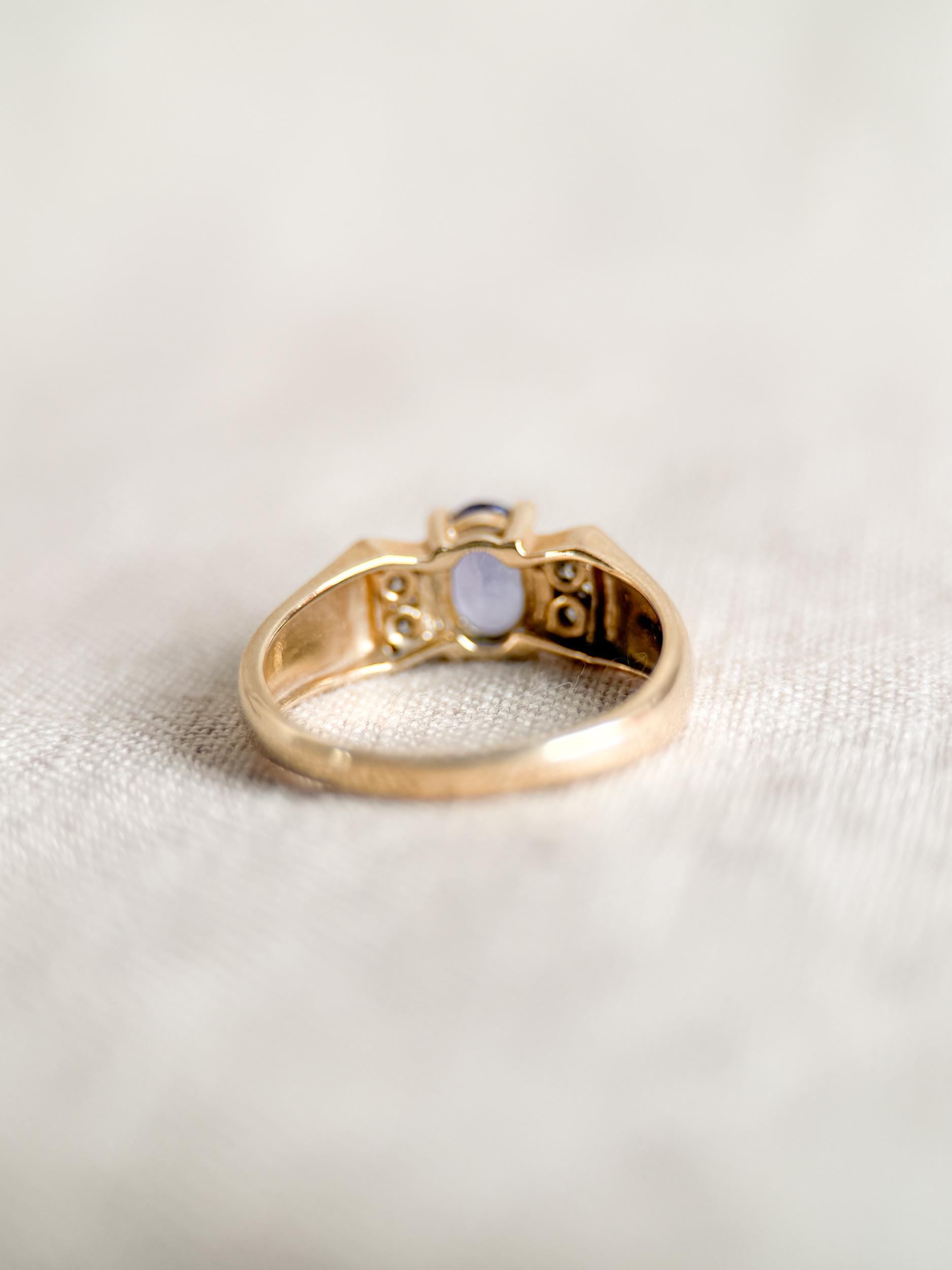 Vintage 1990s Tanzanite & Diamond Ring in 14k Gold