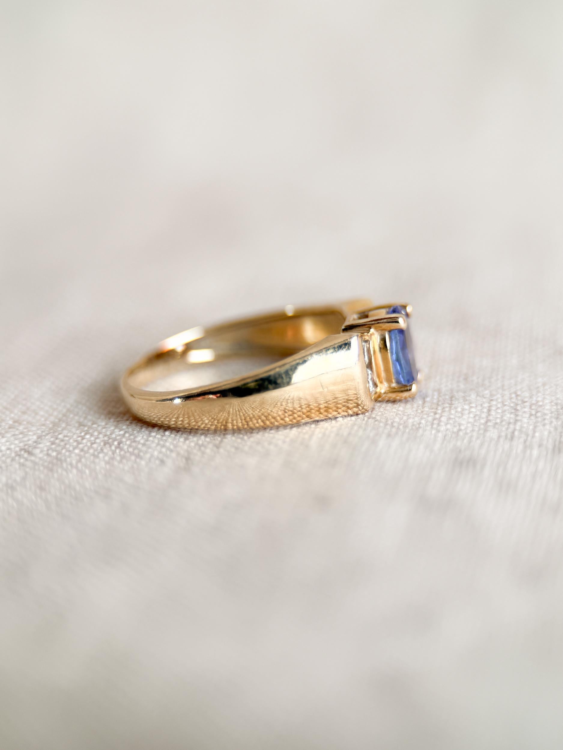 Vintage 1990s Tanzanite & Diamond Ring in 14k Gold
