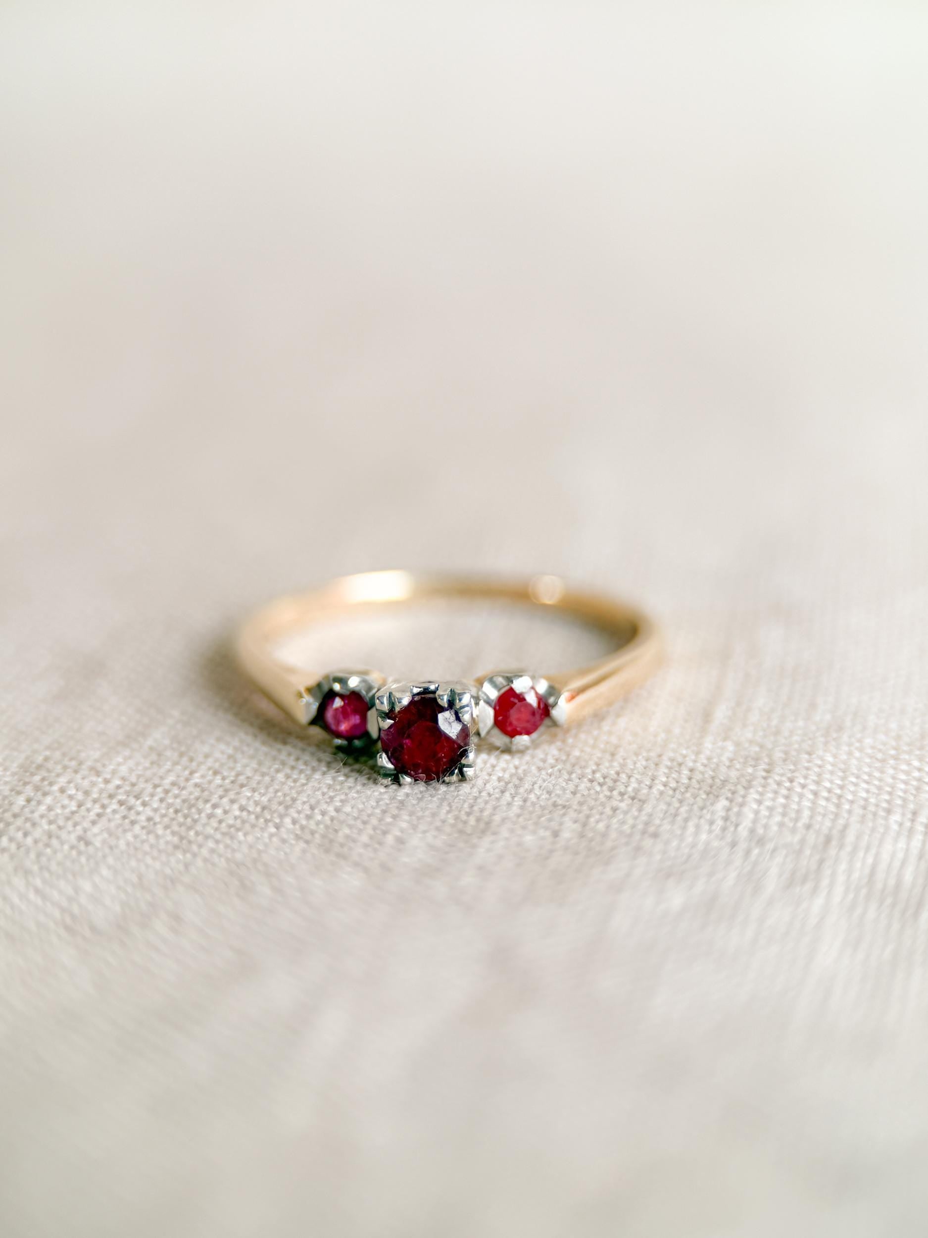 Vintage 1950s Art Deco Ruby Ring, 14k Gold - Timeless Sustainability • Vintage Fine Jewelry