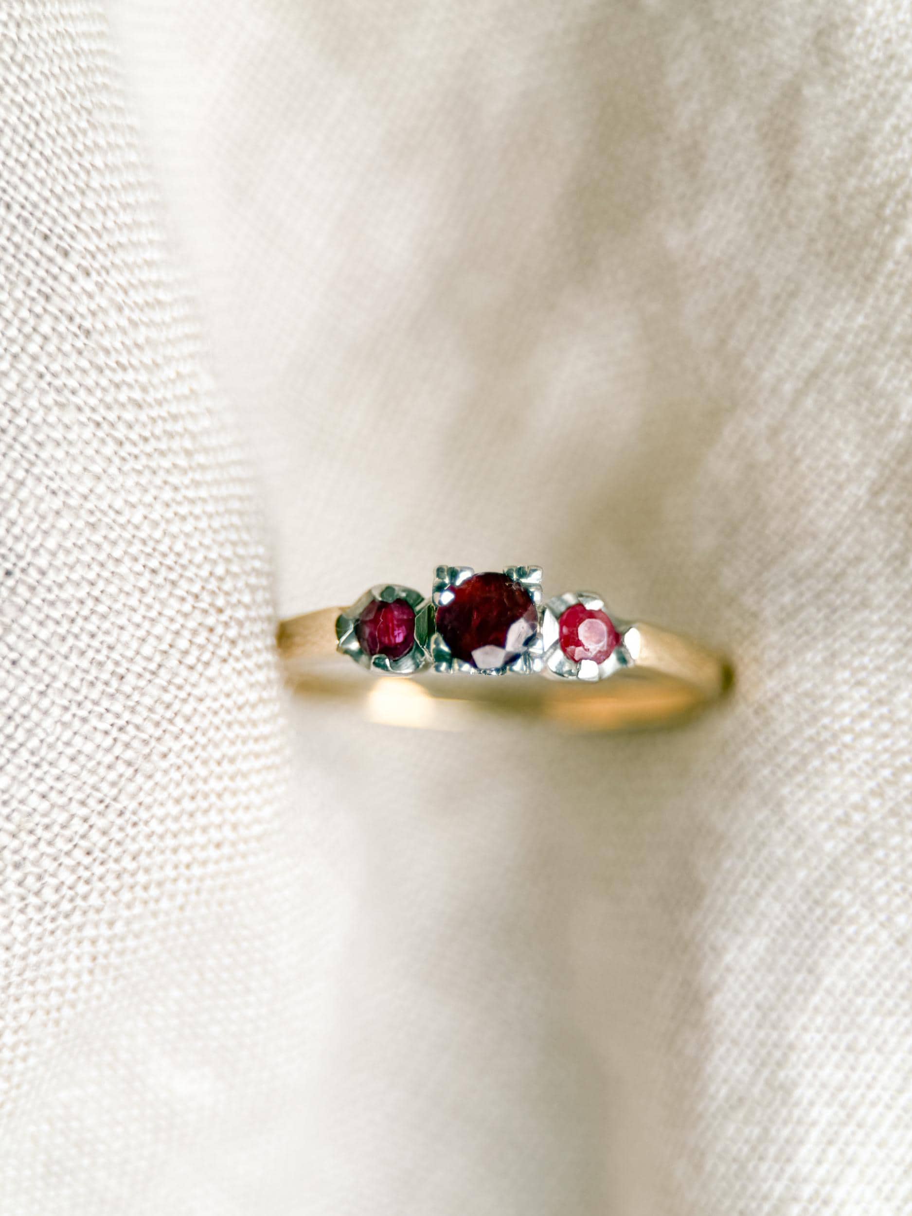 Vintage 1950s Art Deco Ruby Ring, 14k Gold - Timeless Sustainability • Vintage Fine Jewelry