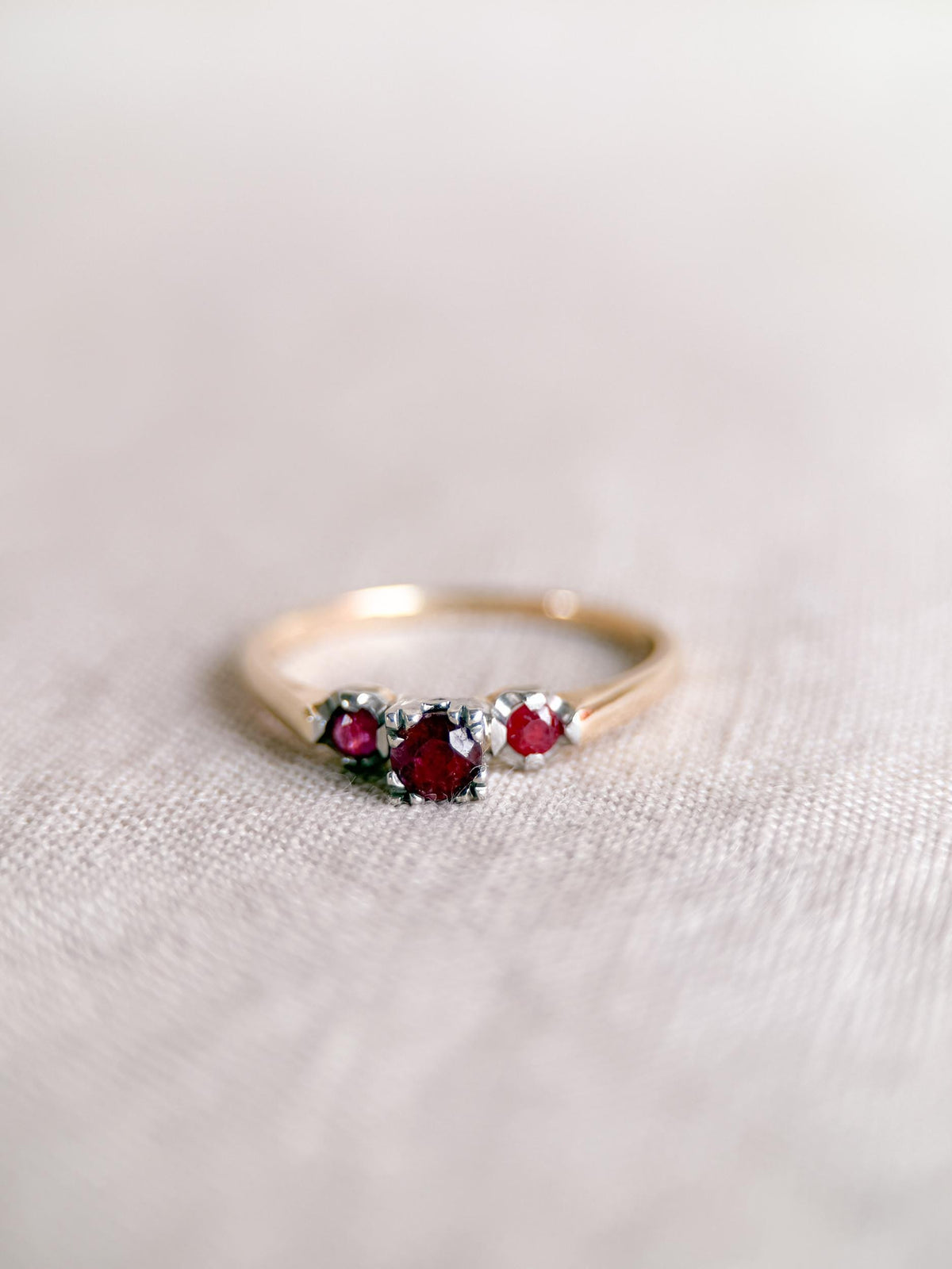 Vintage 1950s Art Deco Ruby Ring, 14k Gold