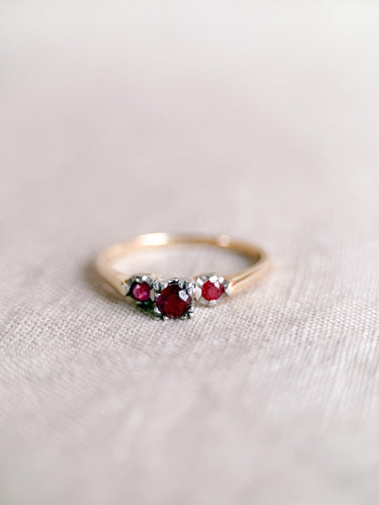 Vintage 1950s Art Deco Ruby Ring, 14k Gold