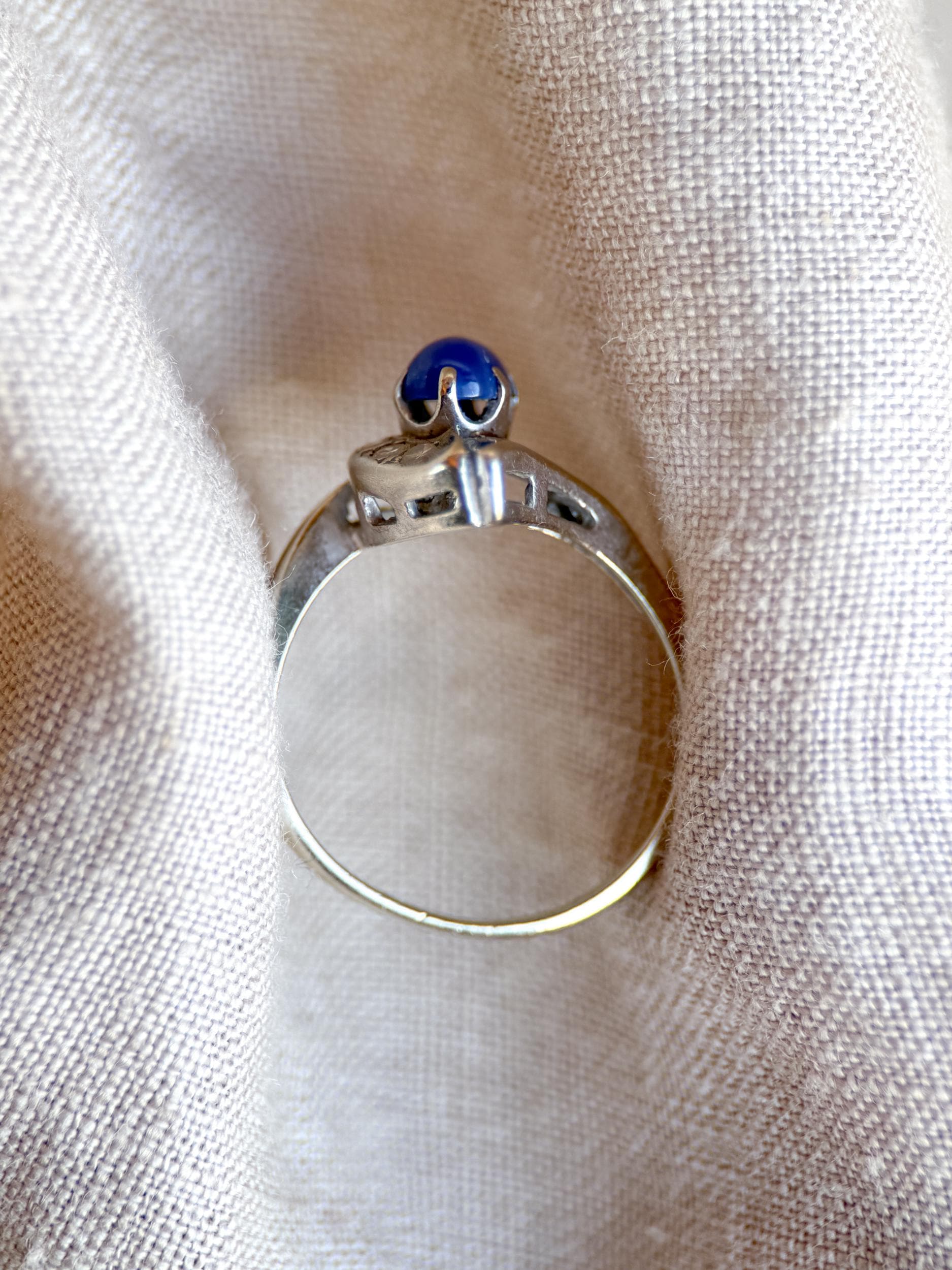 Vintage 1940s Star Sapphire & Diamond Ring, 10k White Gold
