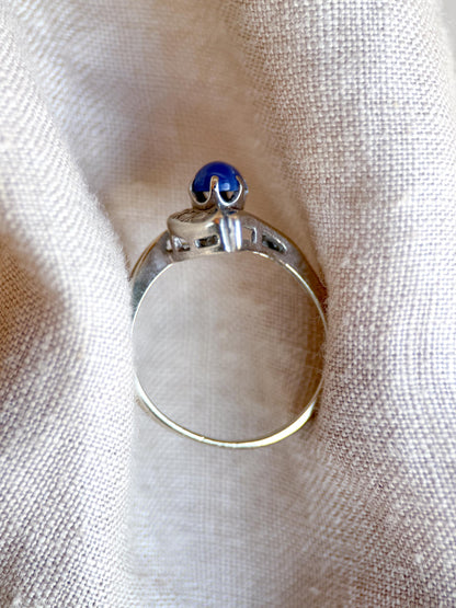 Vintage 1940s Star Sapphire & Diamond Ring, 10k White Gold