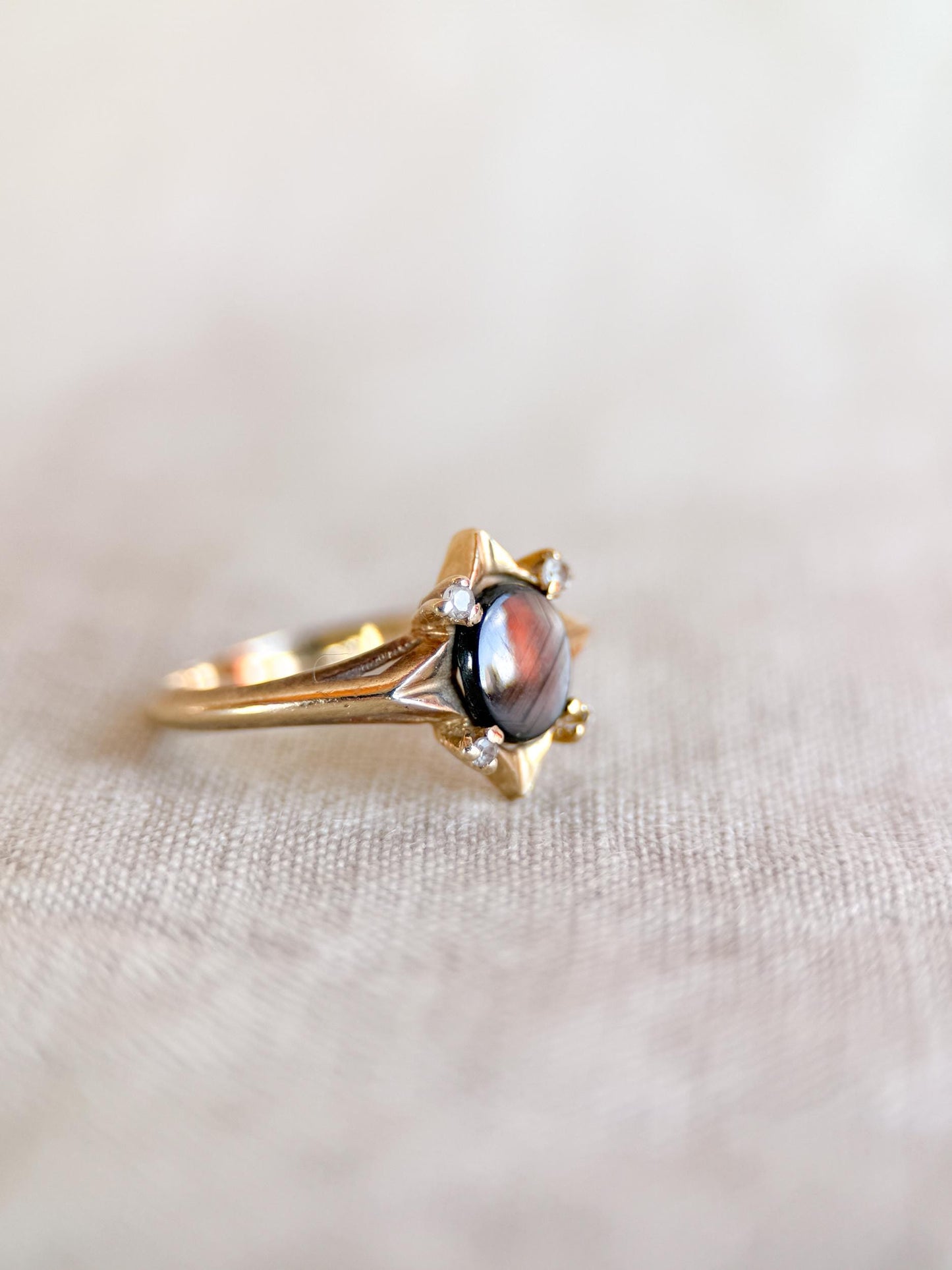 Vintage 1980s Star Sapphire Ring, 14k Gold