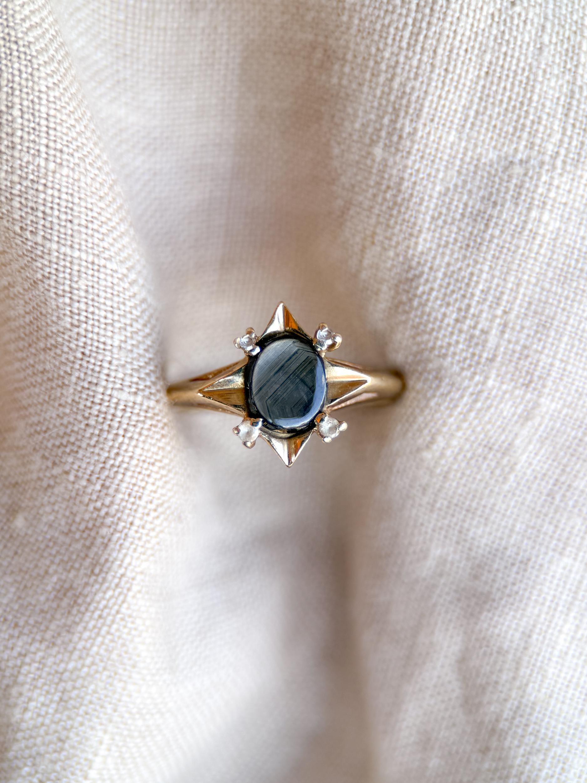 Vintage 1980s Star Sapphire Ring, 14k Gold