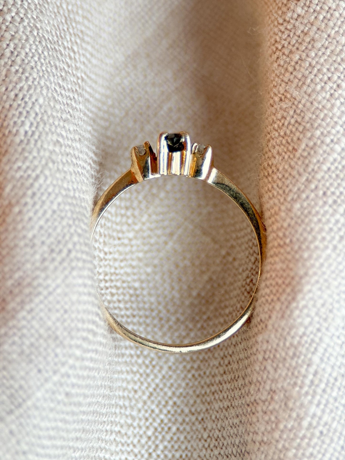 Vintage 1990s Marquise Blue Sapphire Dainty Ring, 14k Gold