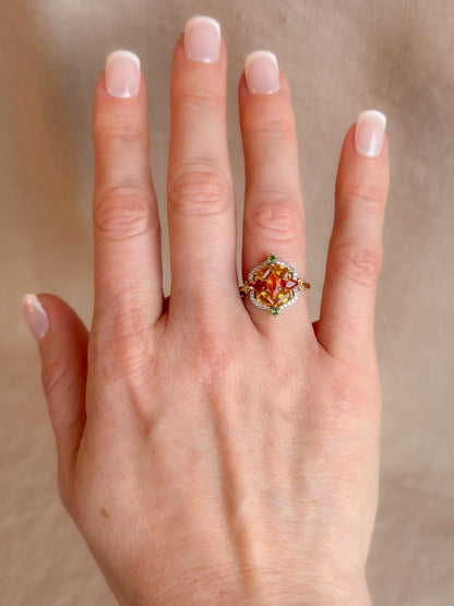 Vintage 1990s Garnet Gemstone Ring in 14k Gold