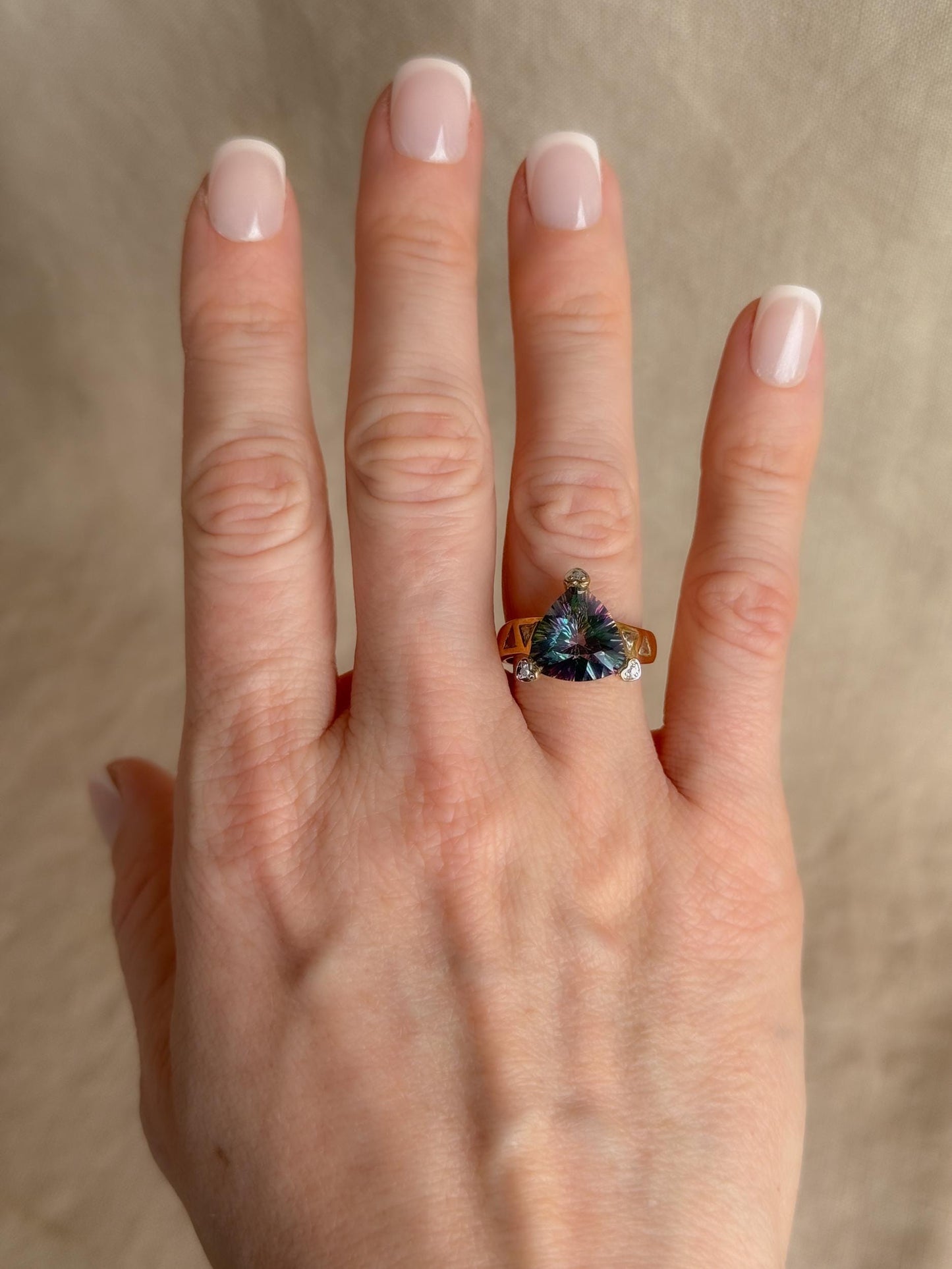 Vintage 1990s Mystic Topaz & Diamond Ring, 10k Gold
