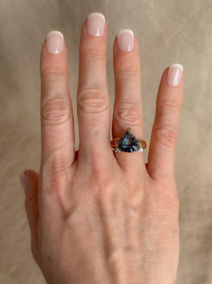 Vintage 1990s Mystic Topaz & Diamond Ring, 10k Gold