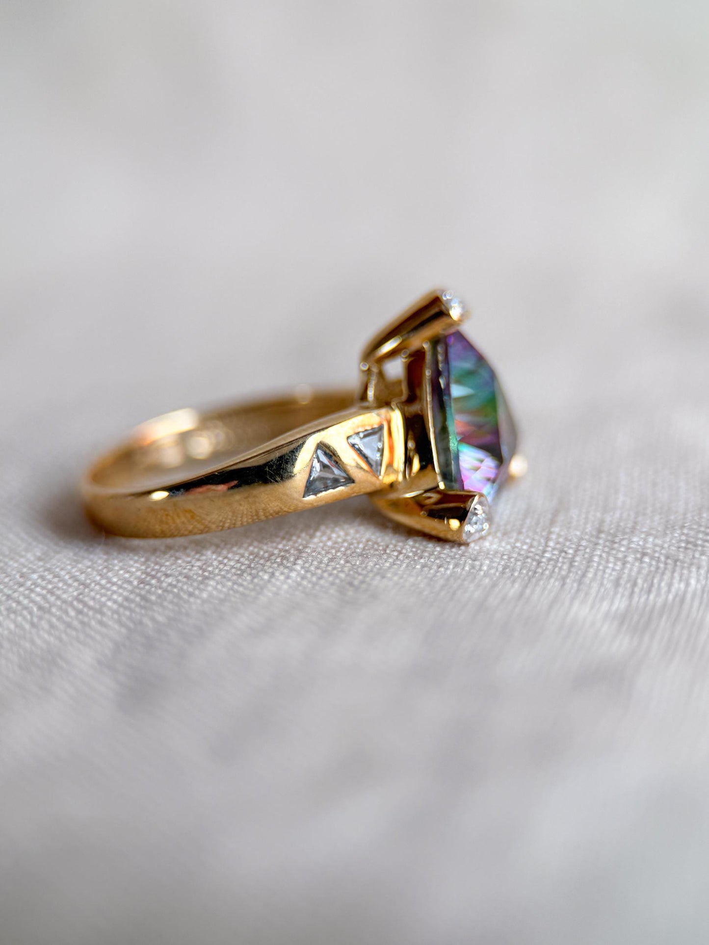 Vintage 1990s Mystic Topaz & Diamond Ring, 10k Gold