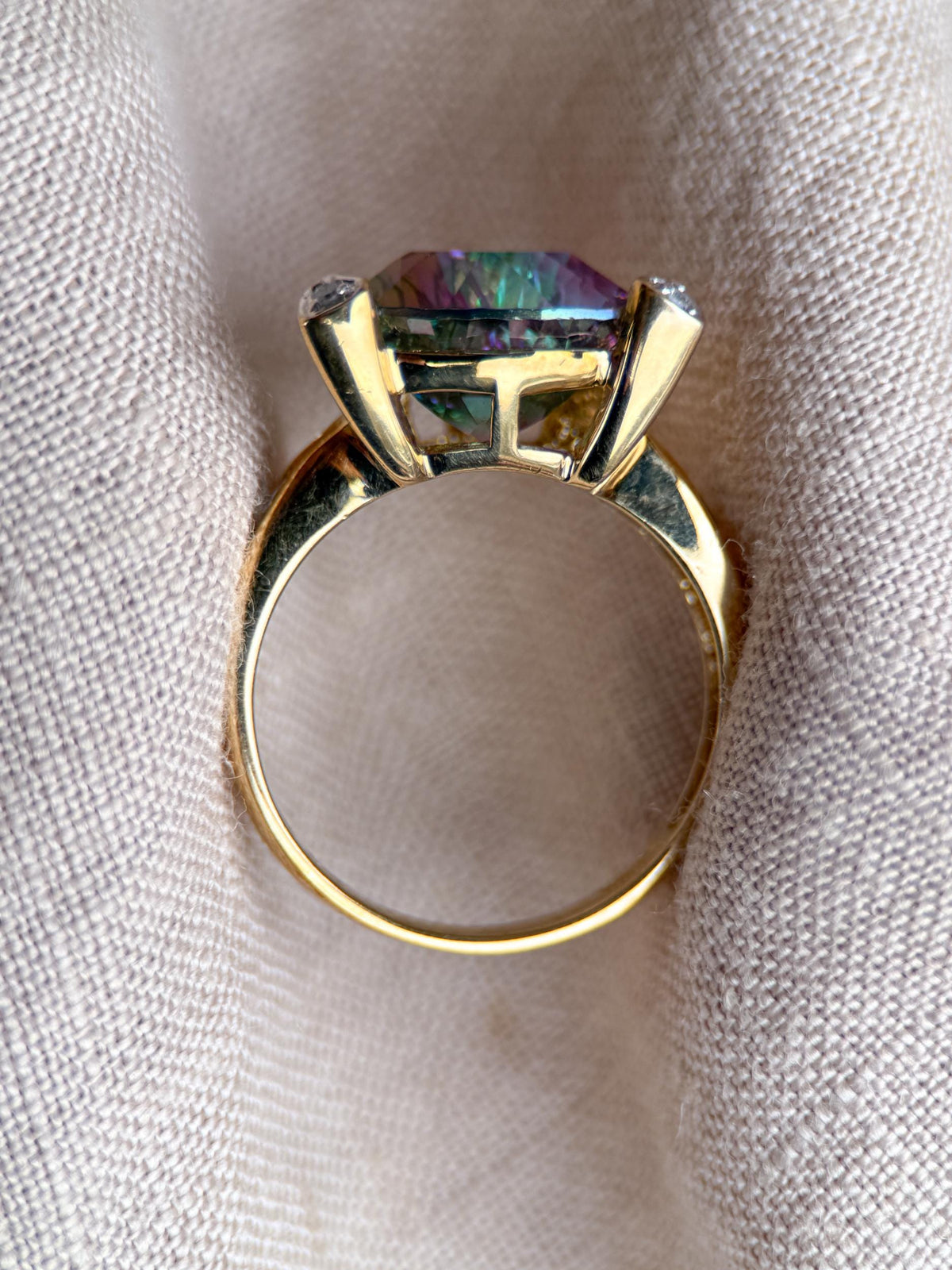 Vintage 1990s Mystic Topaz & Diamond Ring, 10k Gold