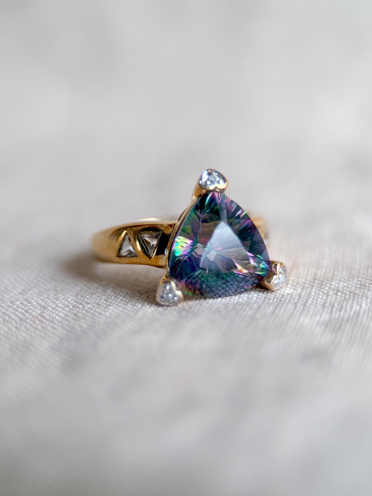 Vintage 1990s Mystic Topaz & Diamond Ring, 10k Gold