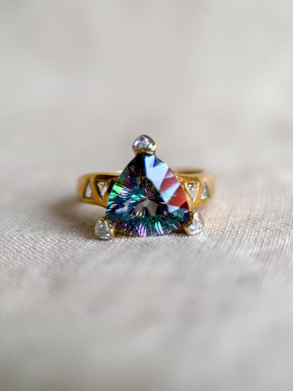 Vintage 1990s Mystic Topaz & Diamond Ring, 10k Gold