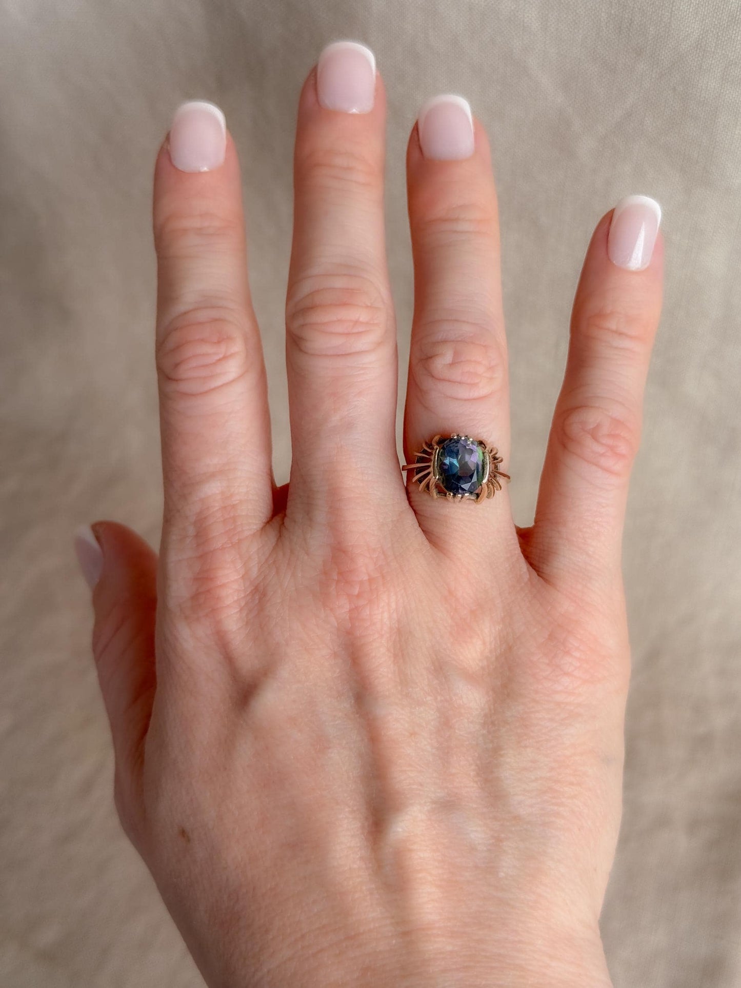 Vintage 1990s Mystic Topaz Ring, 10k Gold