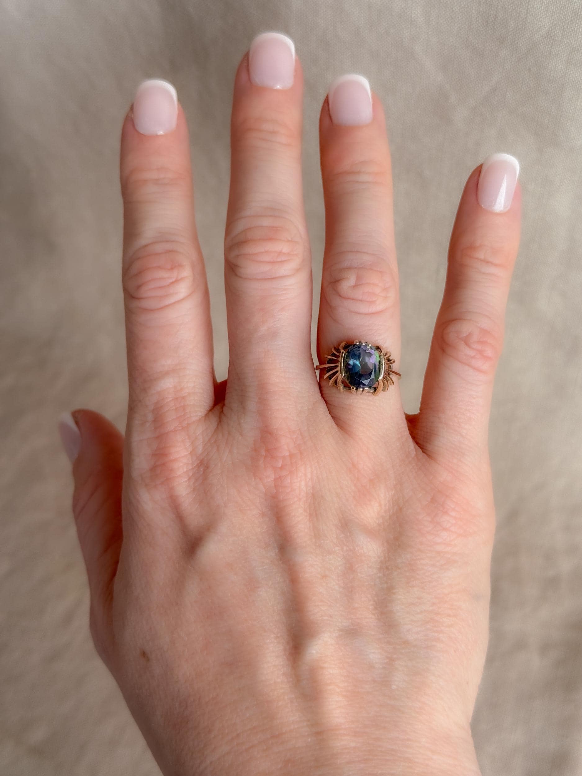 Vintage 1990s Mystic Topaz Ring, 10k Gold