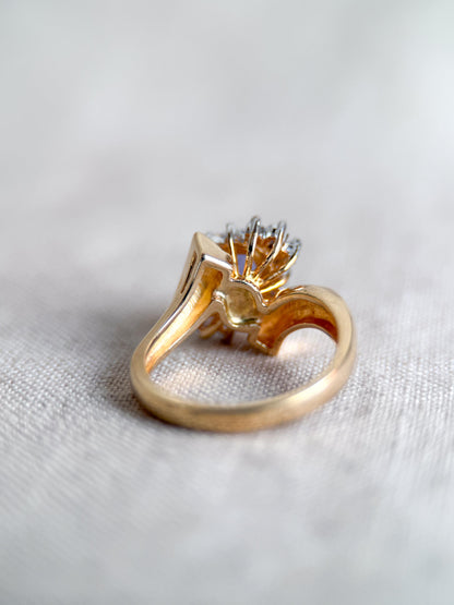 Vintage 1990s Tanzanite & Diamond Halo Ring in 14k Gold