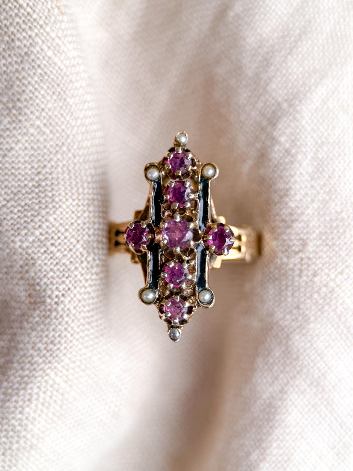 Antique 1930s Art Nouveau Ruby Ring, 14k Gold - Timeless Sustainability • Vintage Fine Jewelry