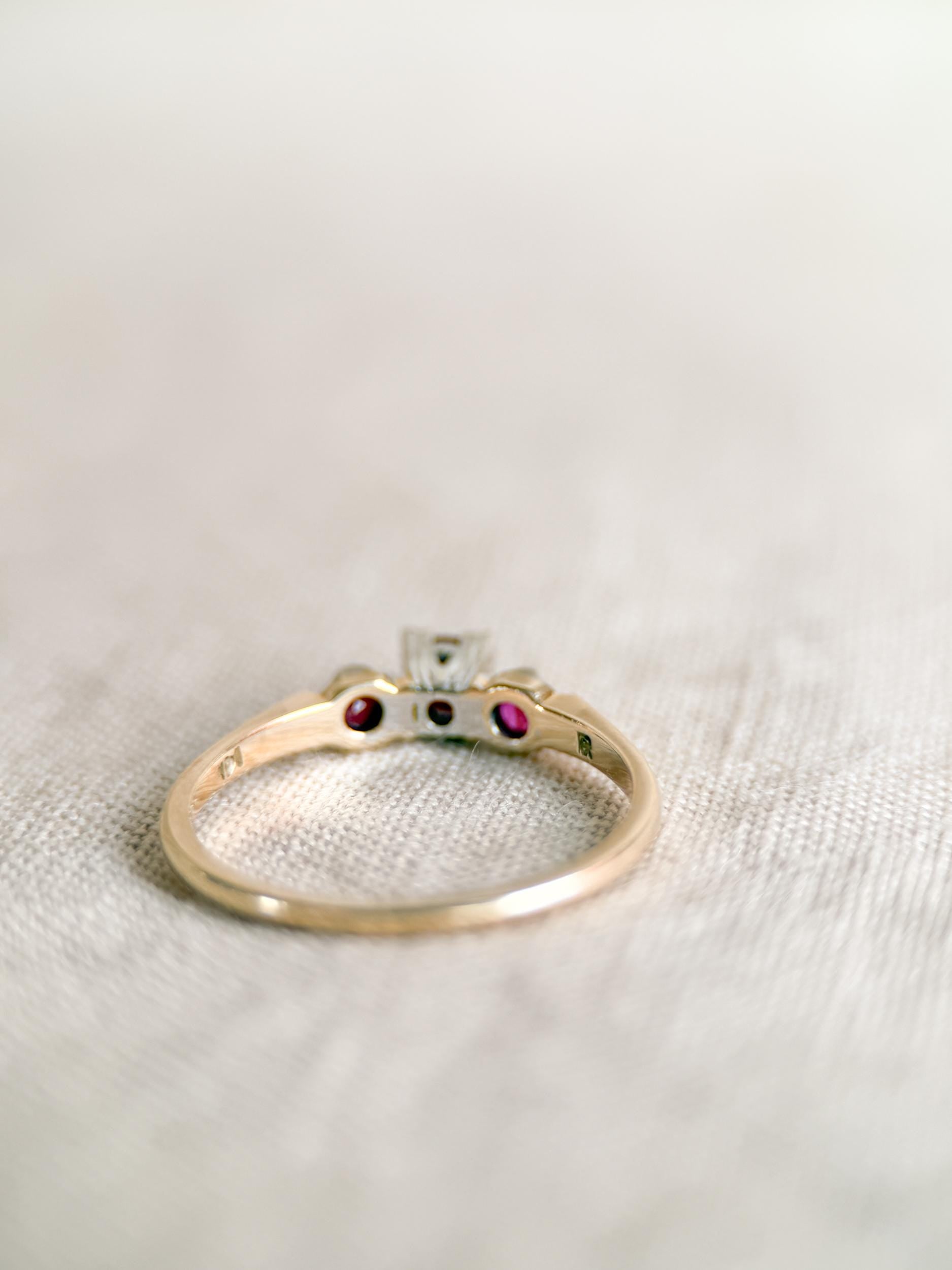 Vintage 1950s Art Deco Ruby Ring, 14k Gold - Timeless Sustainability • Vintage Fine Jewelry