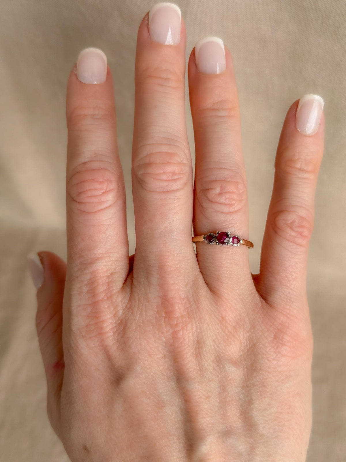 Vintage 1950s Art Deco Ruby Ring, 14k Gold