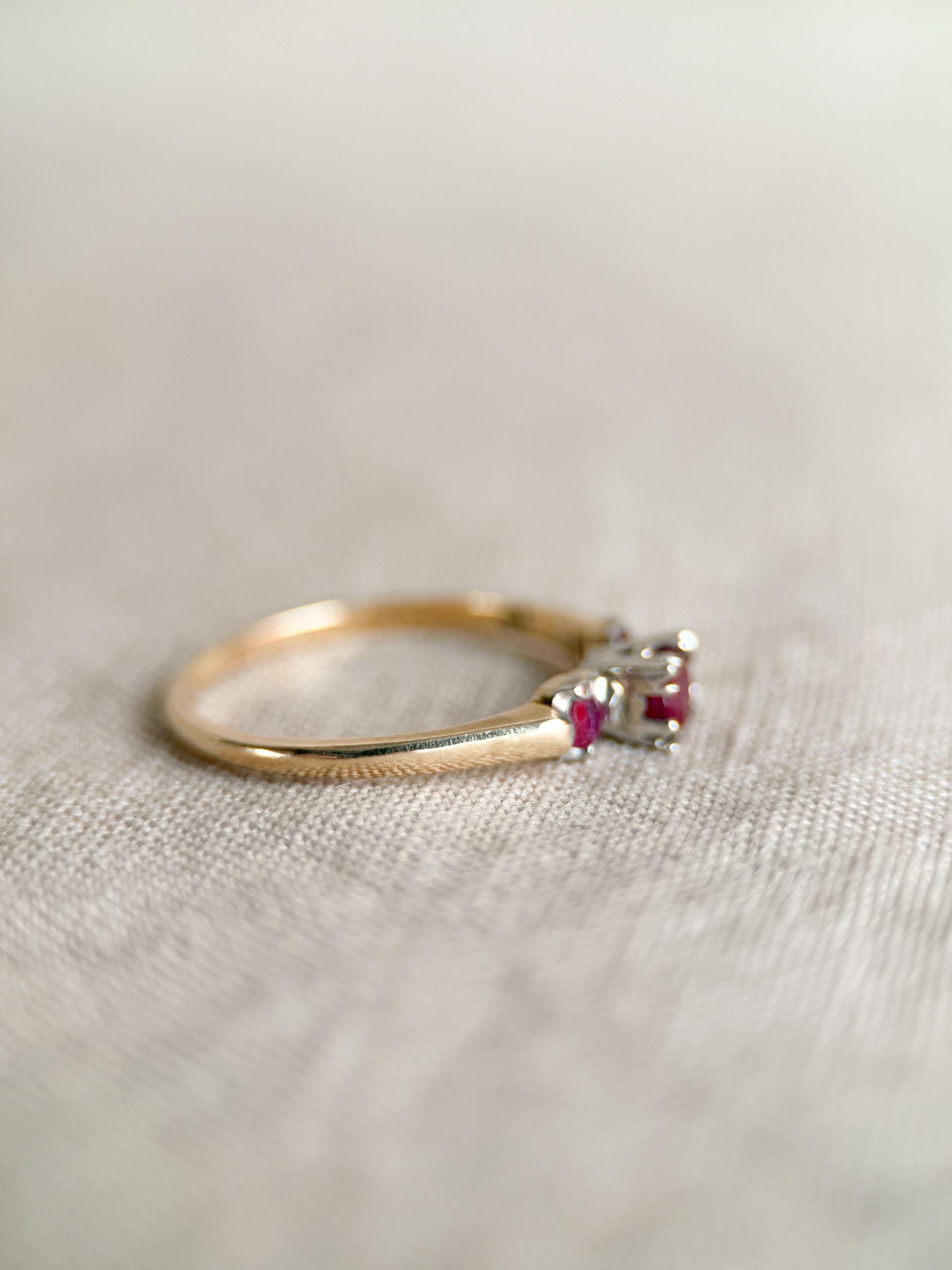 Vintage 1950s Art Deco Ruby Ring, 14k Gold - Timeless Sustainability • Vintage Fine Jewelry