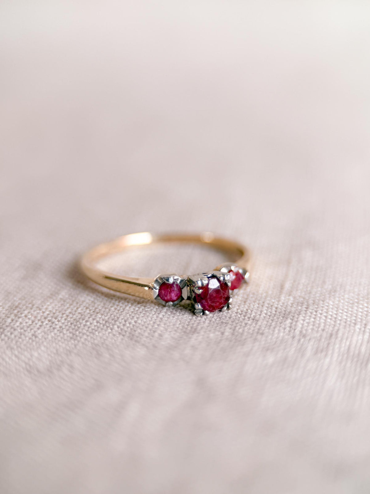Vintage 1950s Art Deco Ruby Ring, 14k Gold