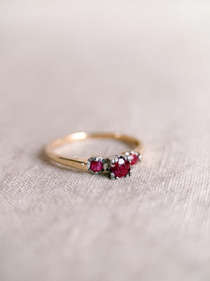 Vintage 1950s Art Deco Ruby Ring, 14k Gold