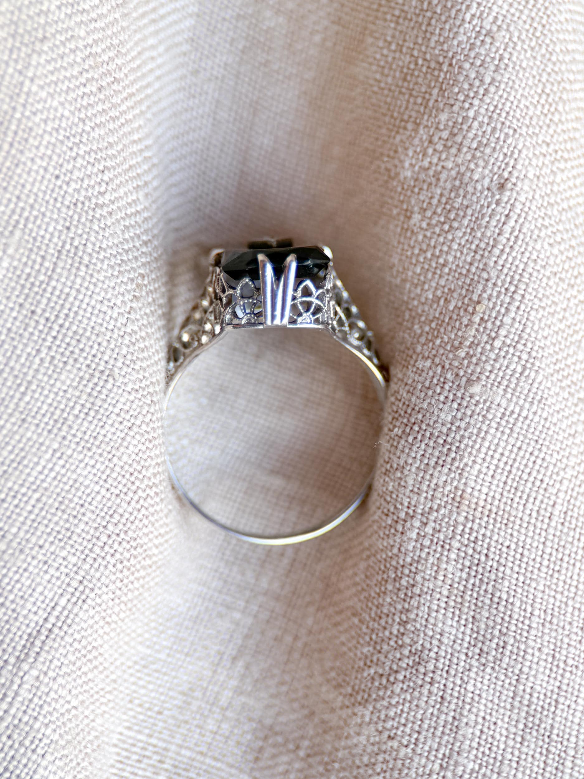 Antique 1920s Art Nouveau Onyx & Diamond Ring - Timeless Sustainability • Vintage Fine Jewelry