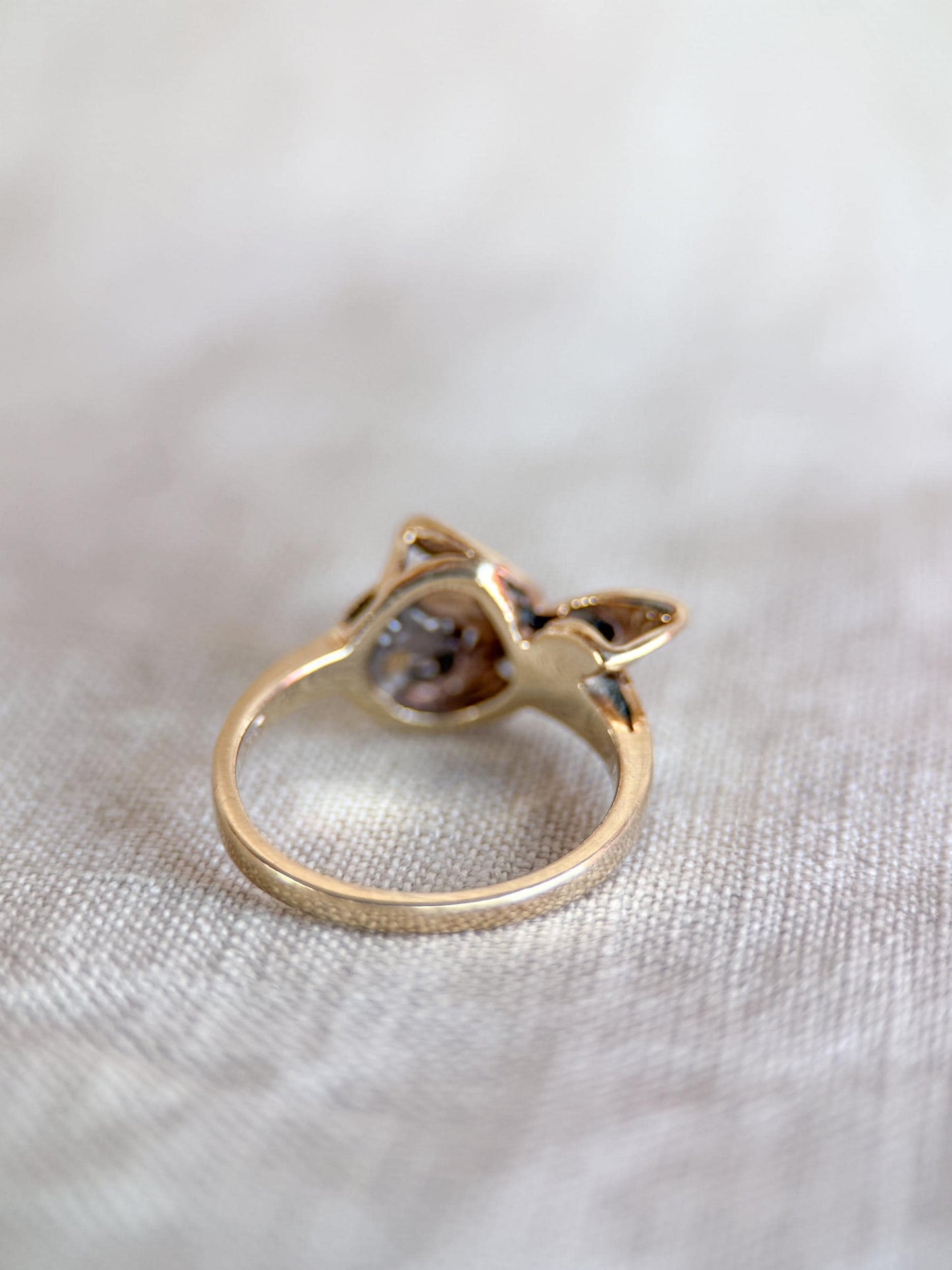 Vintage Diamond Engagement Ring, Round Cut, 14k Gold, 1960s Art Nouveau Bridal Ring