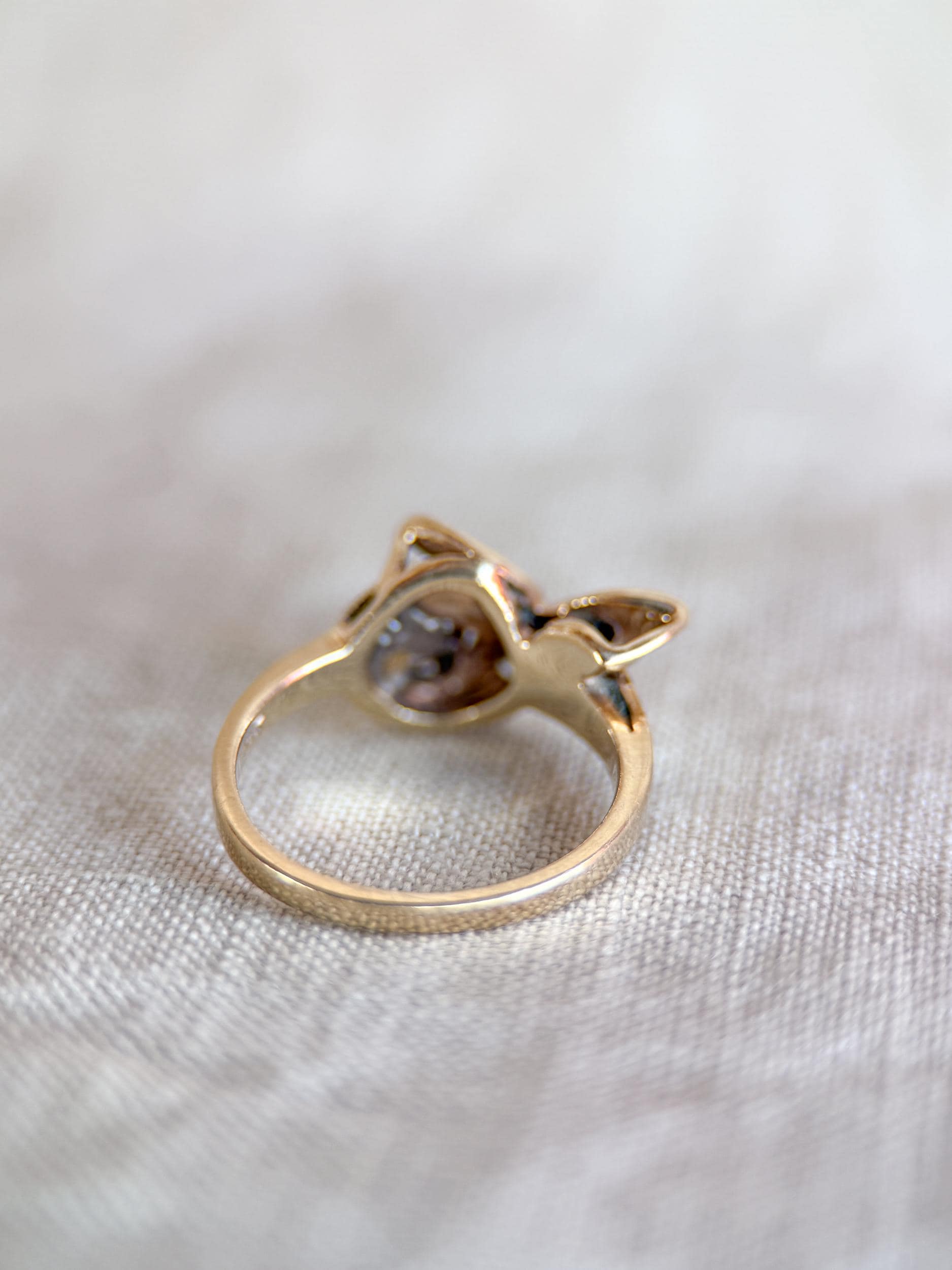 Vintage Diamond Engagement Ring, Round Cut, 14k Gold, 1960s Art Nouveau Bridal Ring